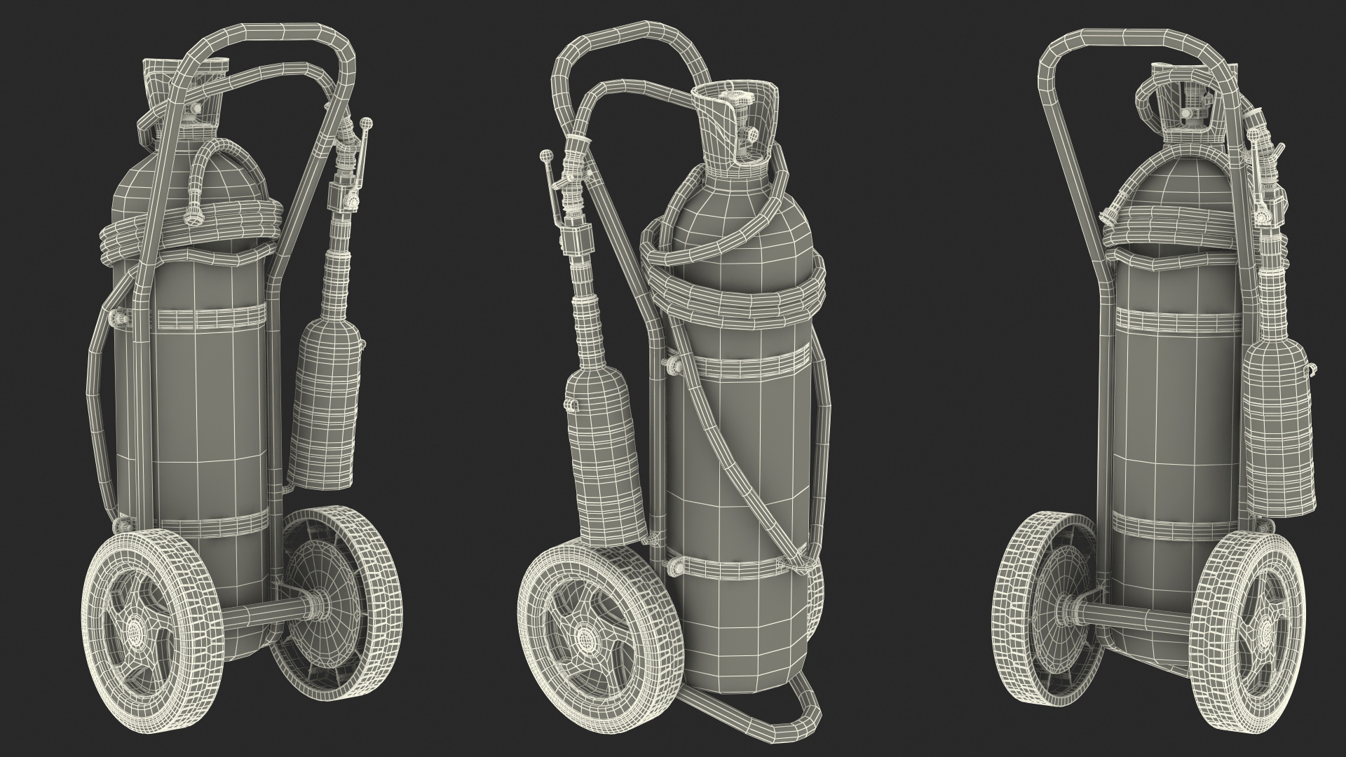 CO2 Wheeled Fire Extinguisher 20Kg 3D model