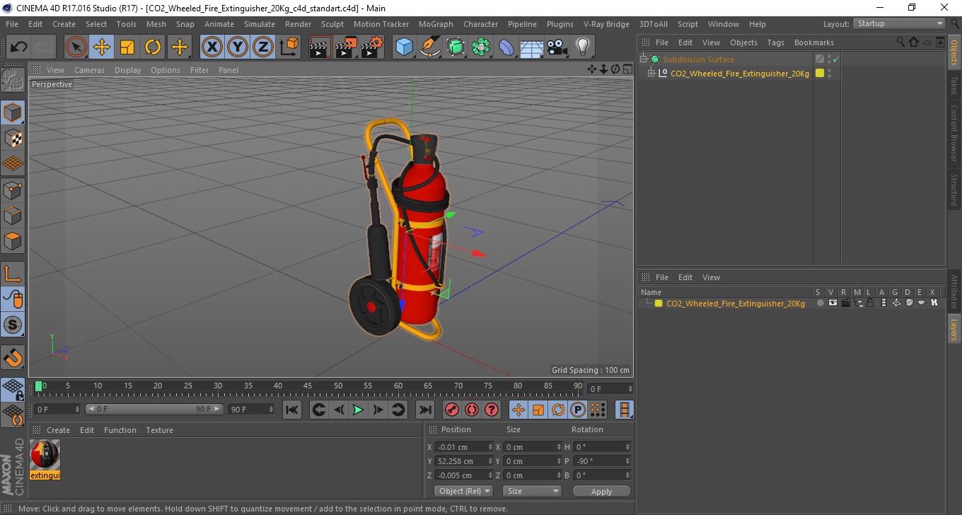 CO2 Wheeled Fire Extinguisher 20Kg 3D model