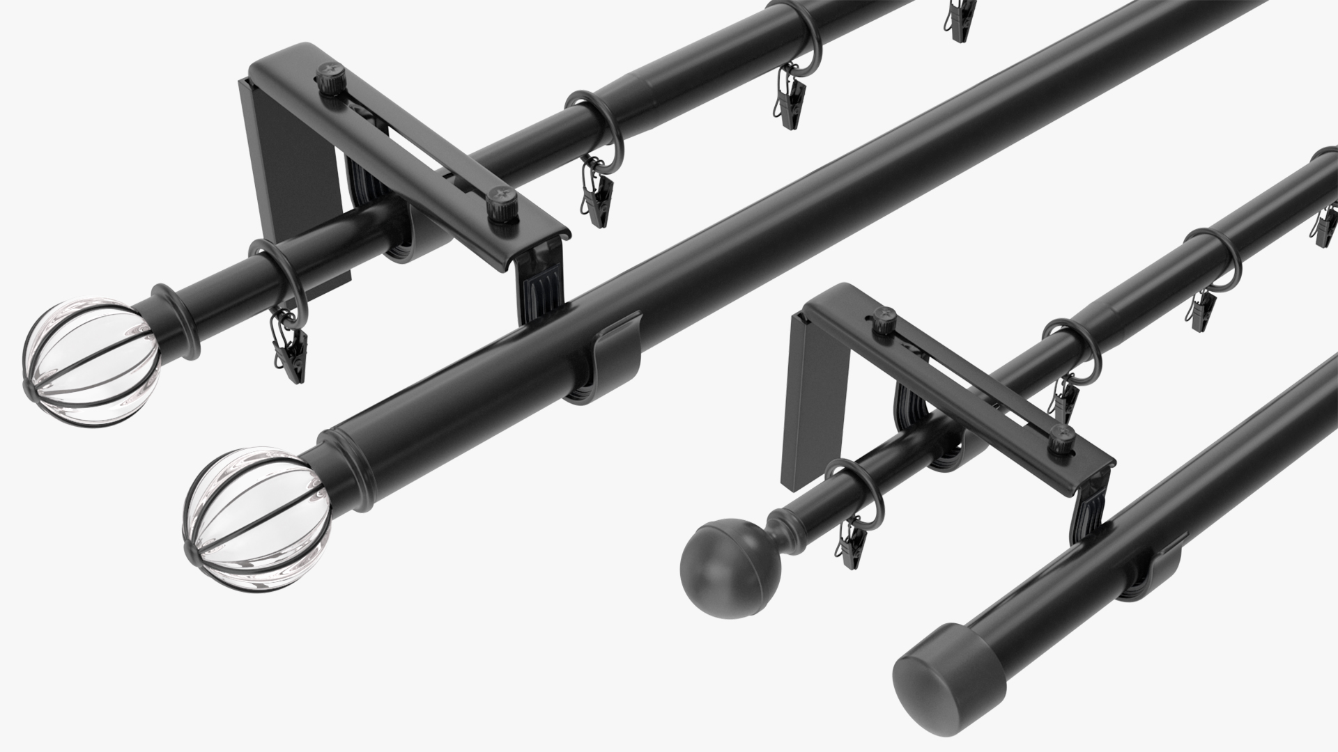 3D Black Curtain Rods model