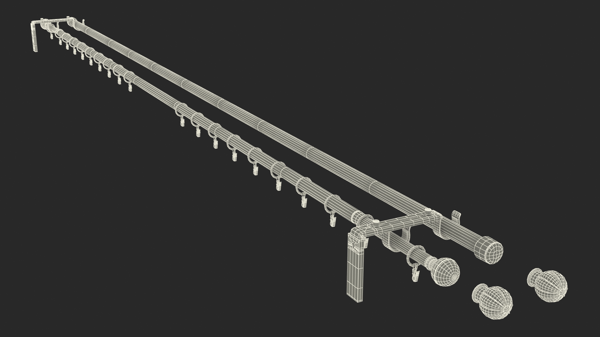 3D Black Curtain Rods model