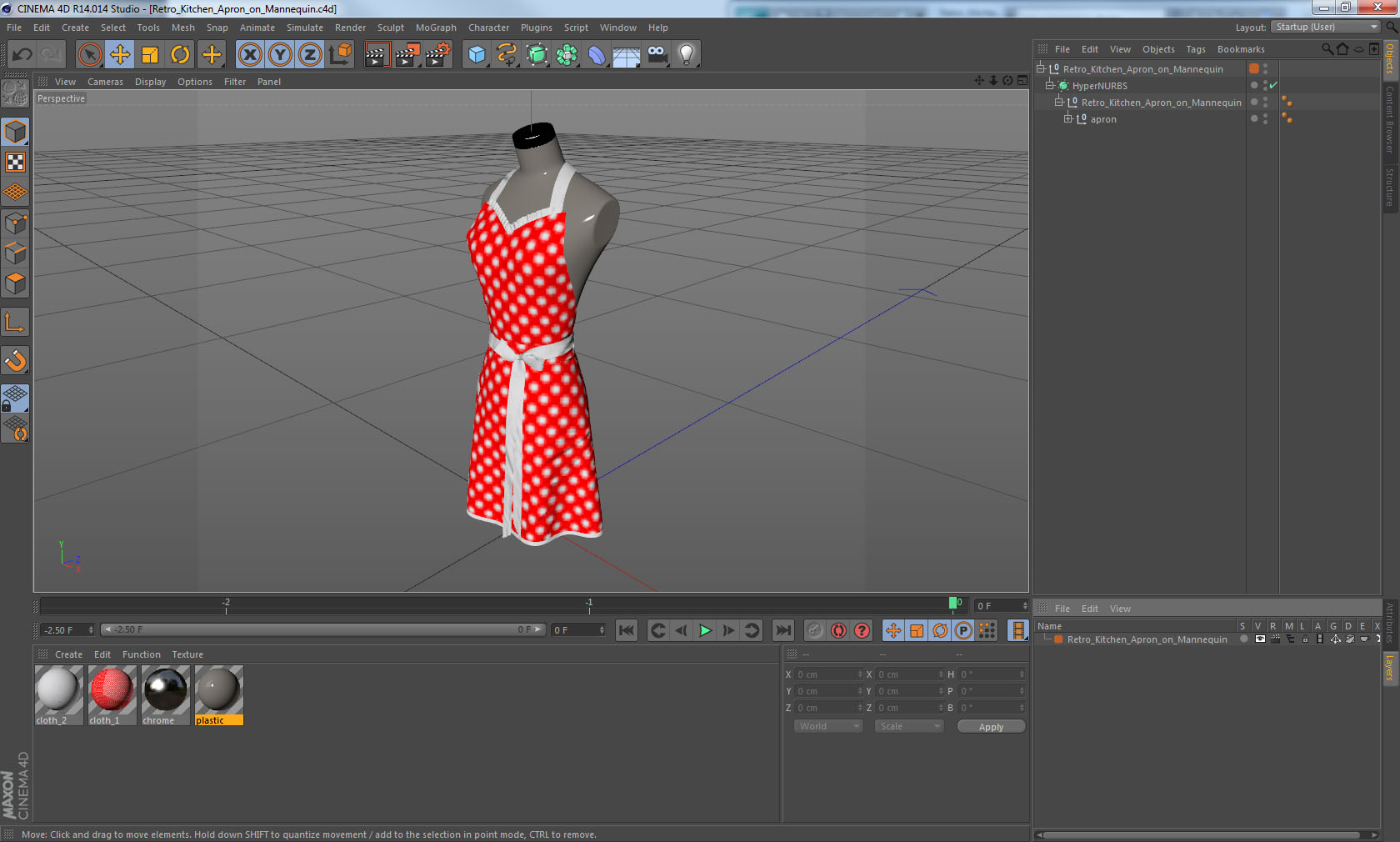 Retro Kitchen Apron on Mannequin 3D