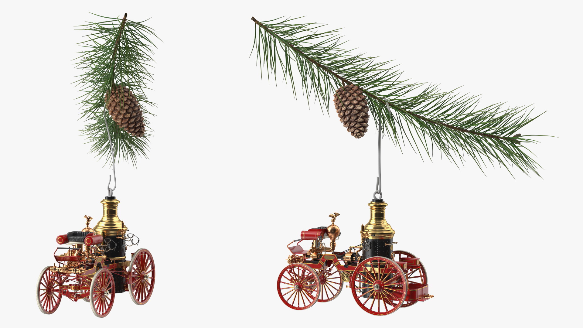 Toy Model Steam Fire Engine Christmas Branch 3D model