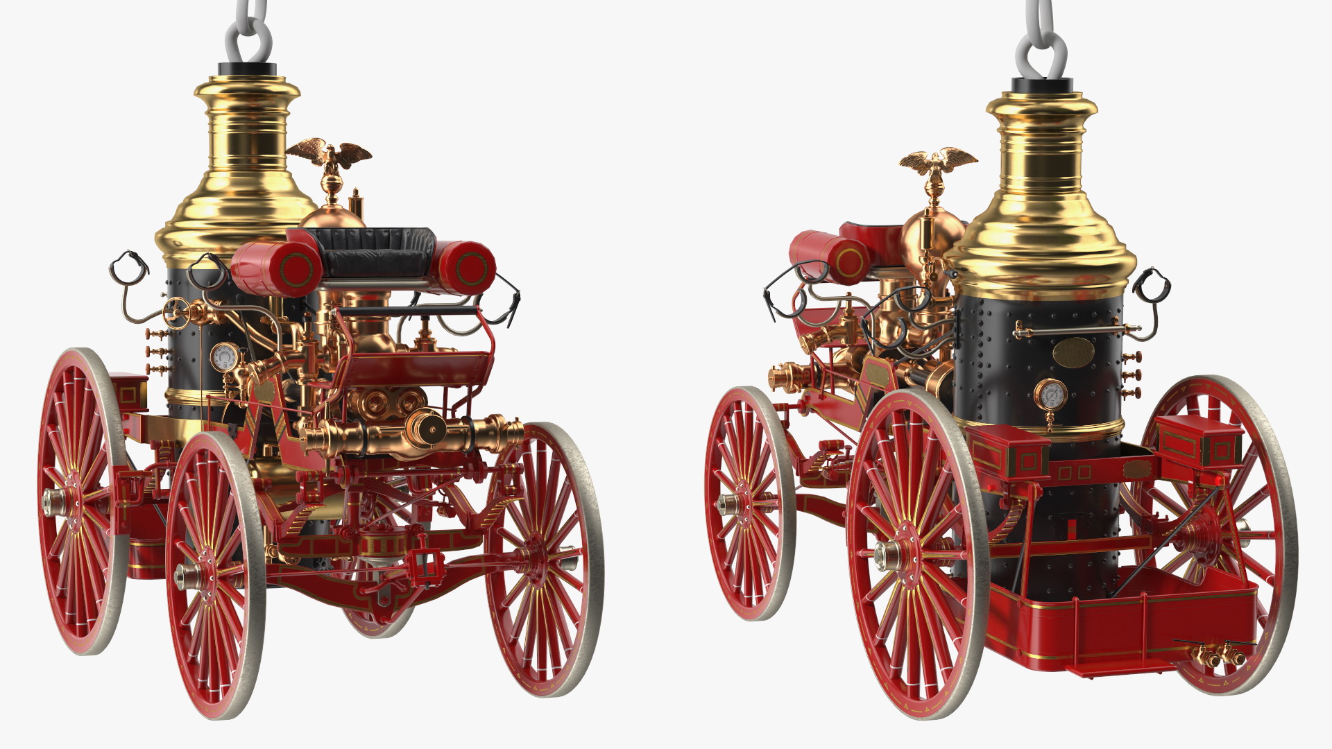 Toy Model Steam Fire Engine Christmas Branch 3D model