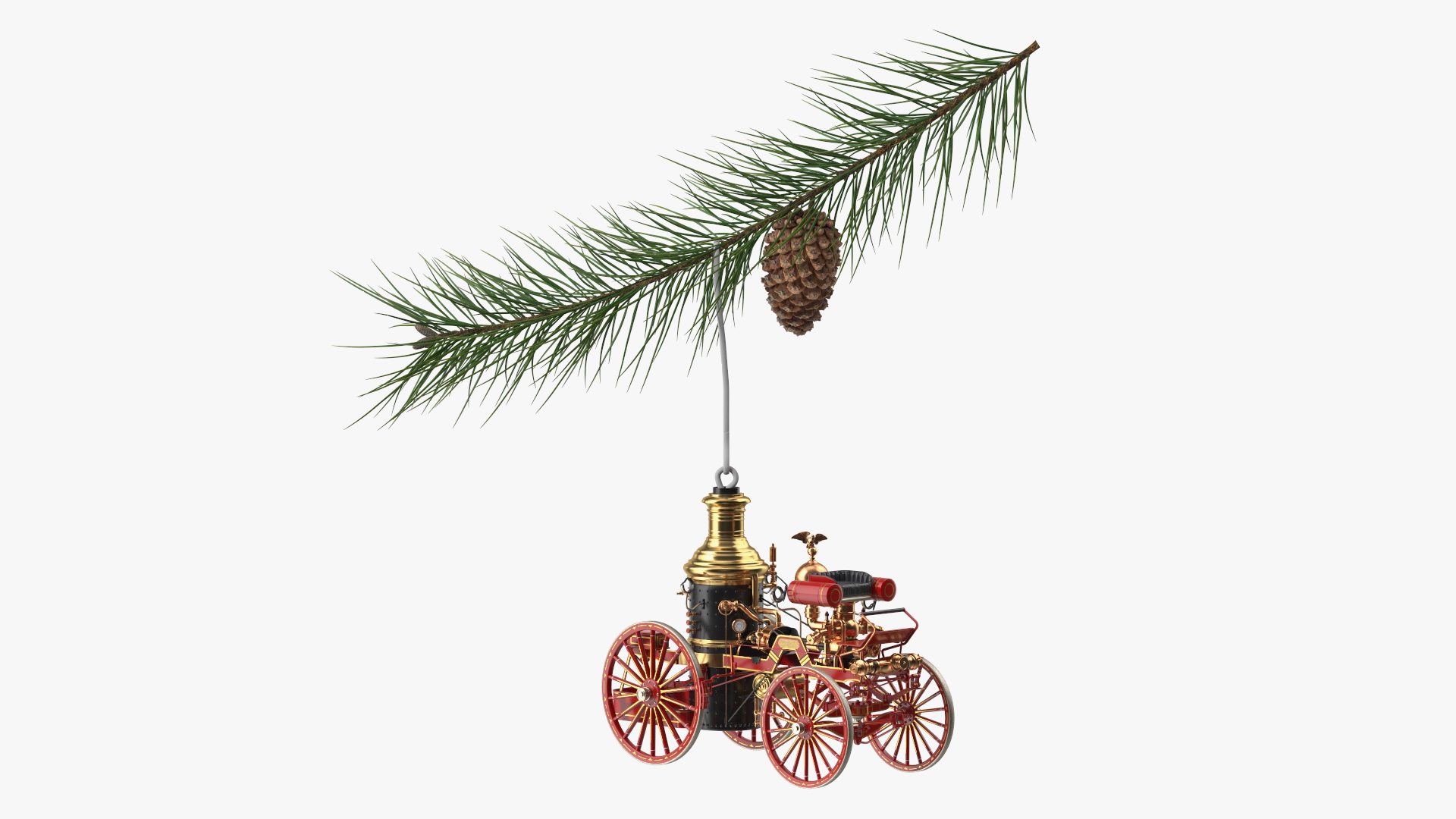 Toy Model Steam Fire Engine Christmas Branch 3D model