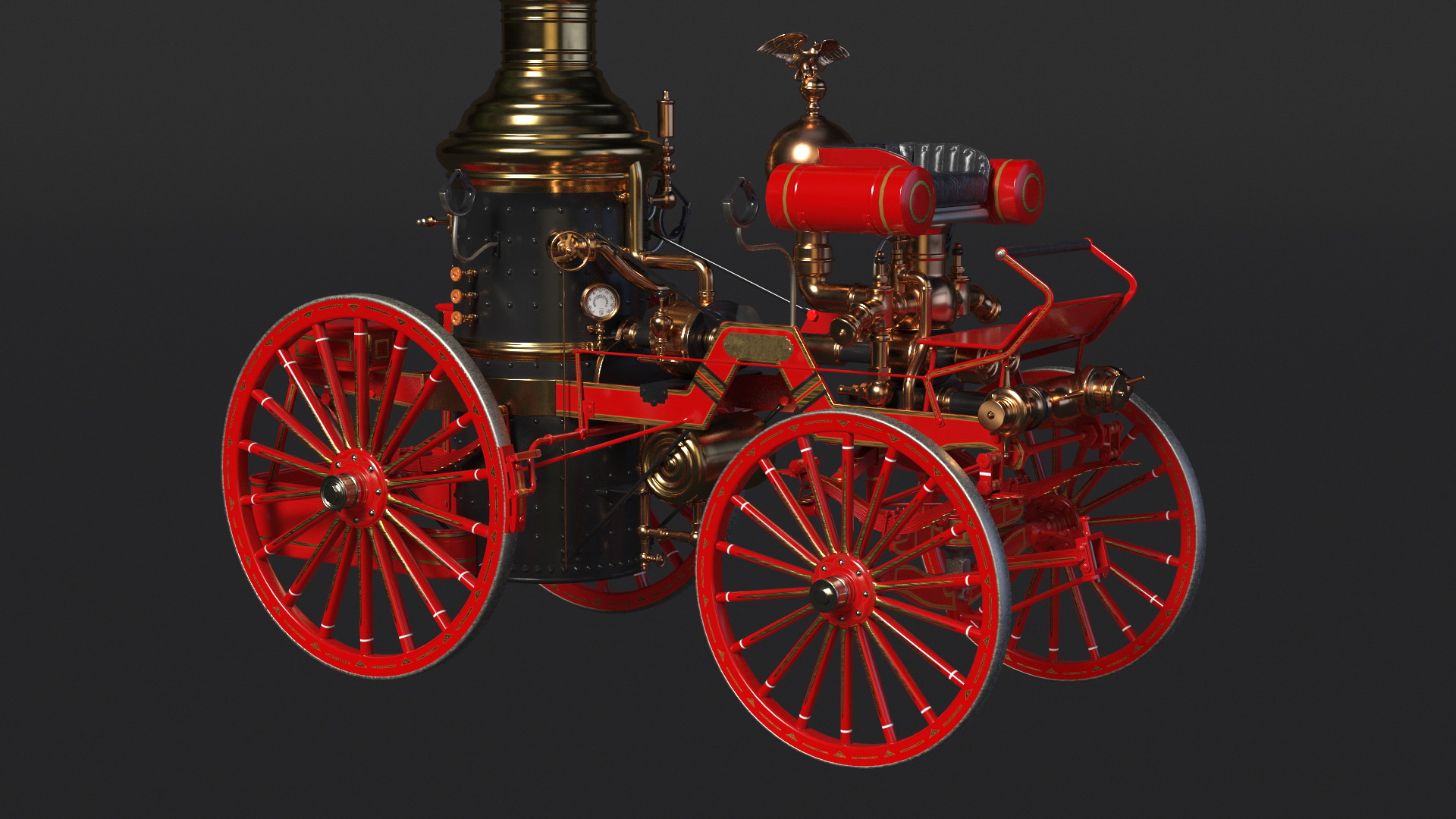 Toy Model Steam Fire Engine Christmas Branch 3D model