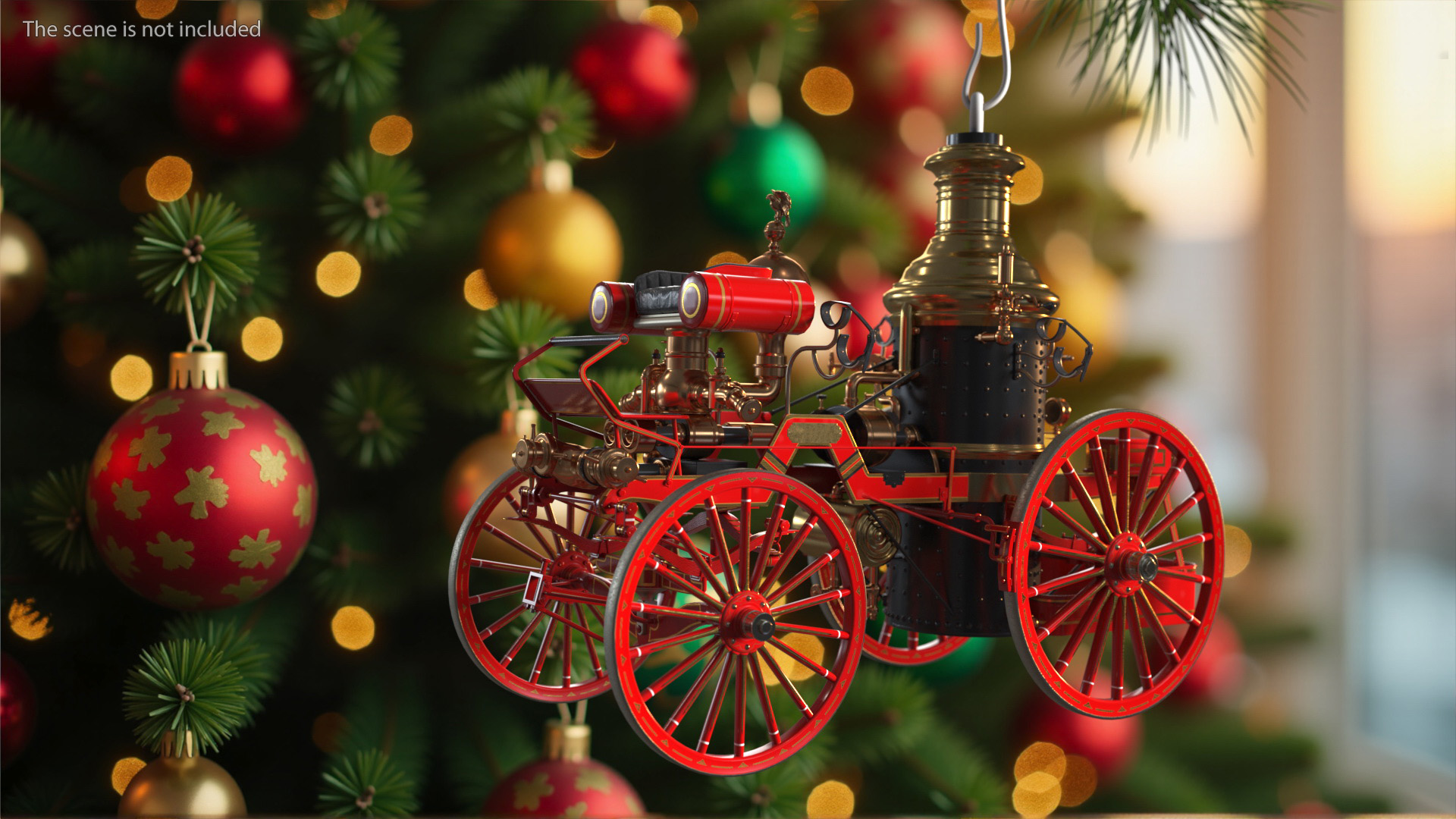 Toy Model Steam Fire Engine Christmas Branch 3D model