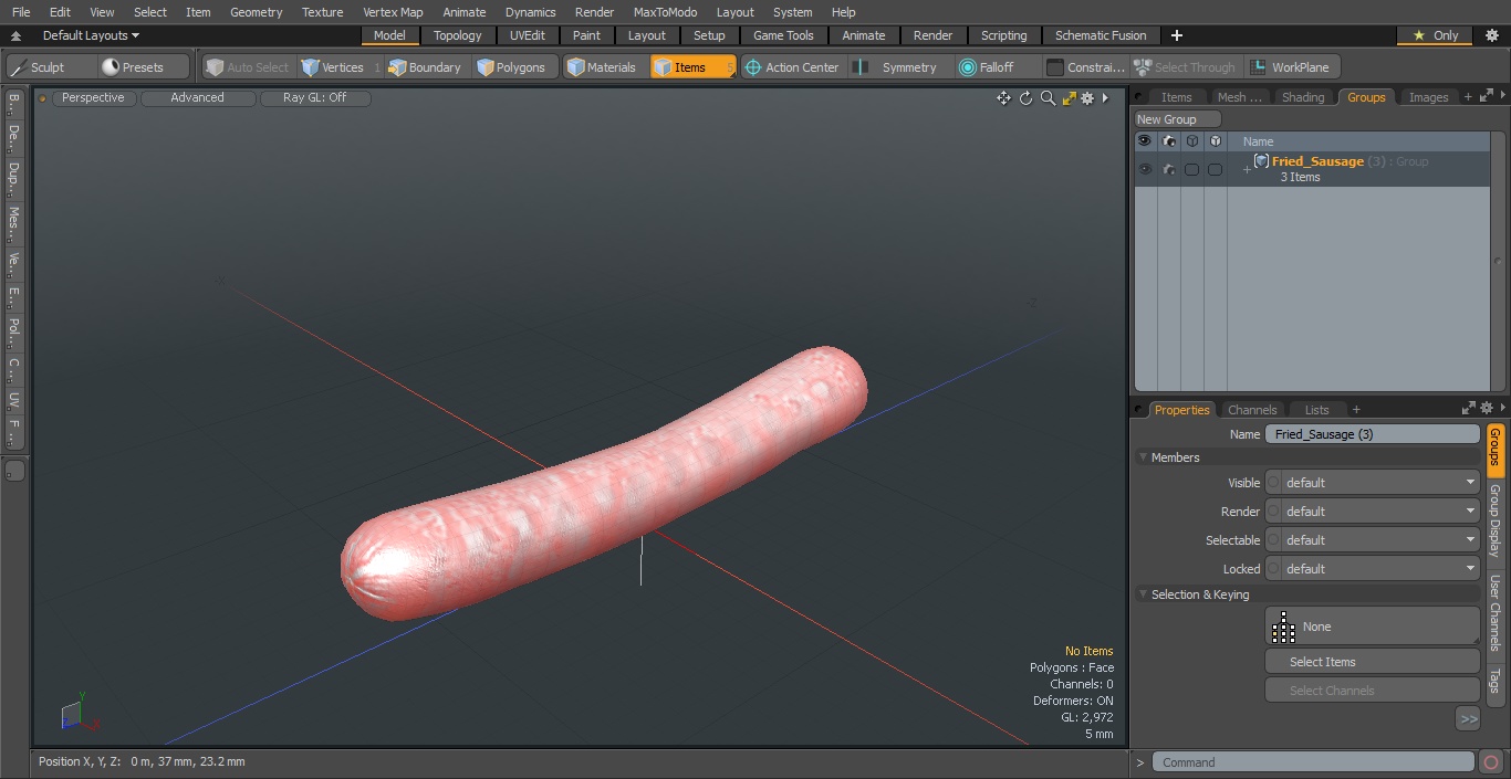 3D Fried Sausage model