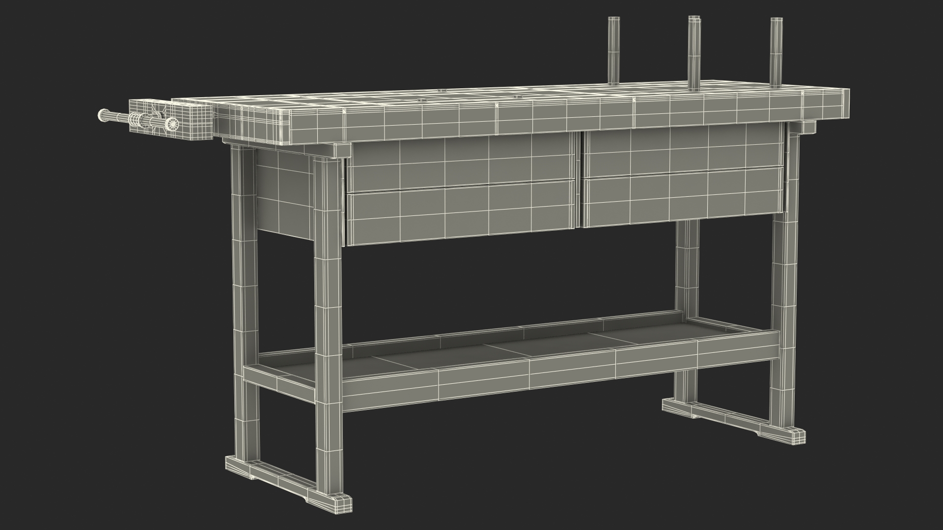 3D Wooden Carpenter Workbench