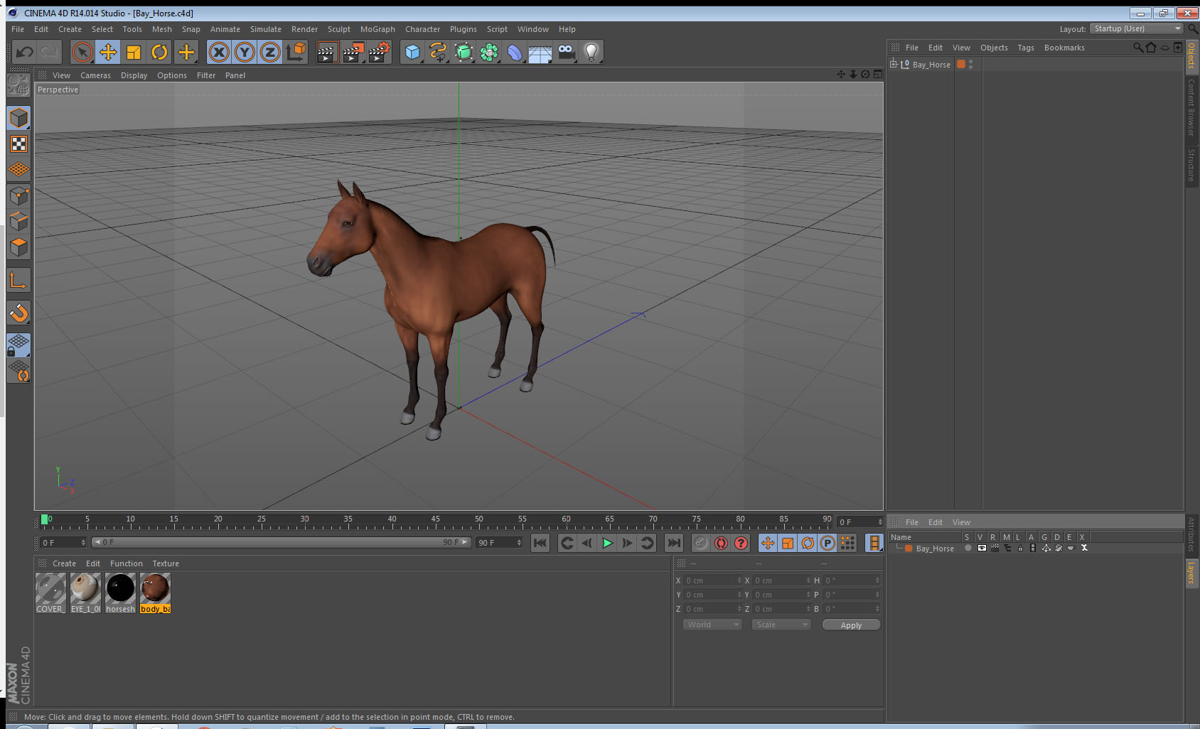 Bay Horse 3D model