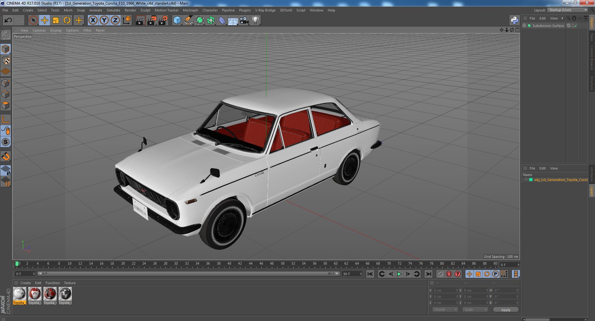 1st Generation Toyota Corolla E10 1966 White 3D model