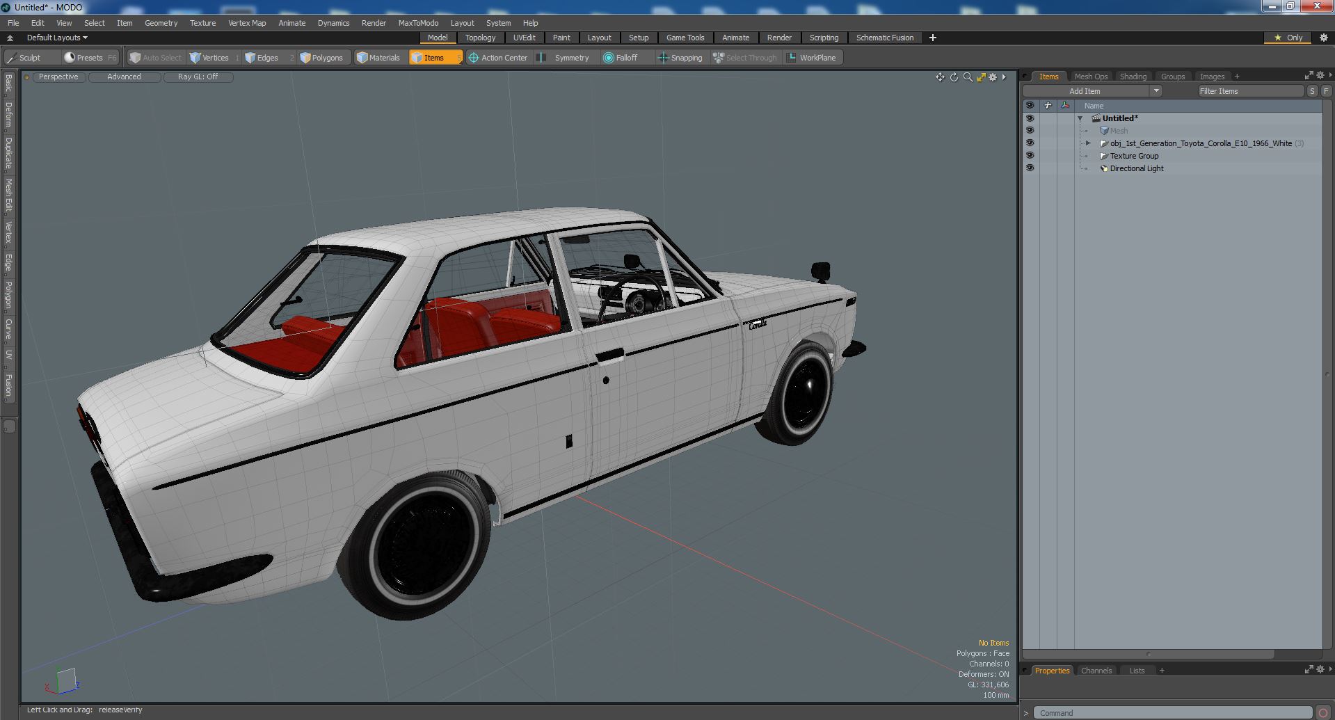 1st Generation Toyota Corolla E10 1966 White 3D model