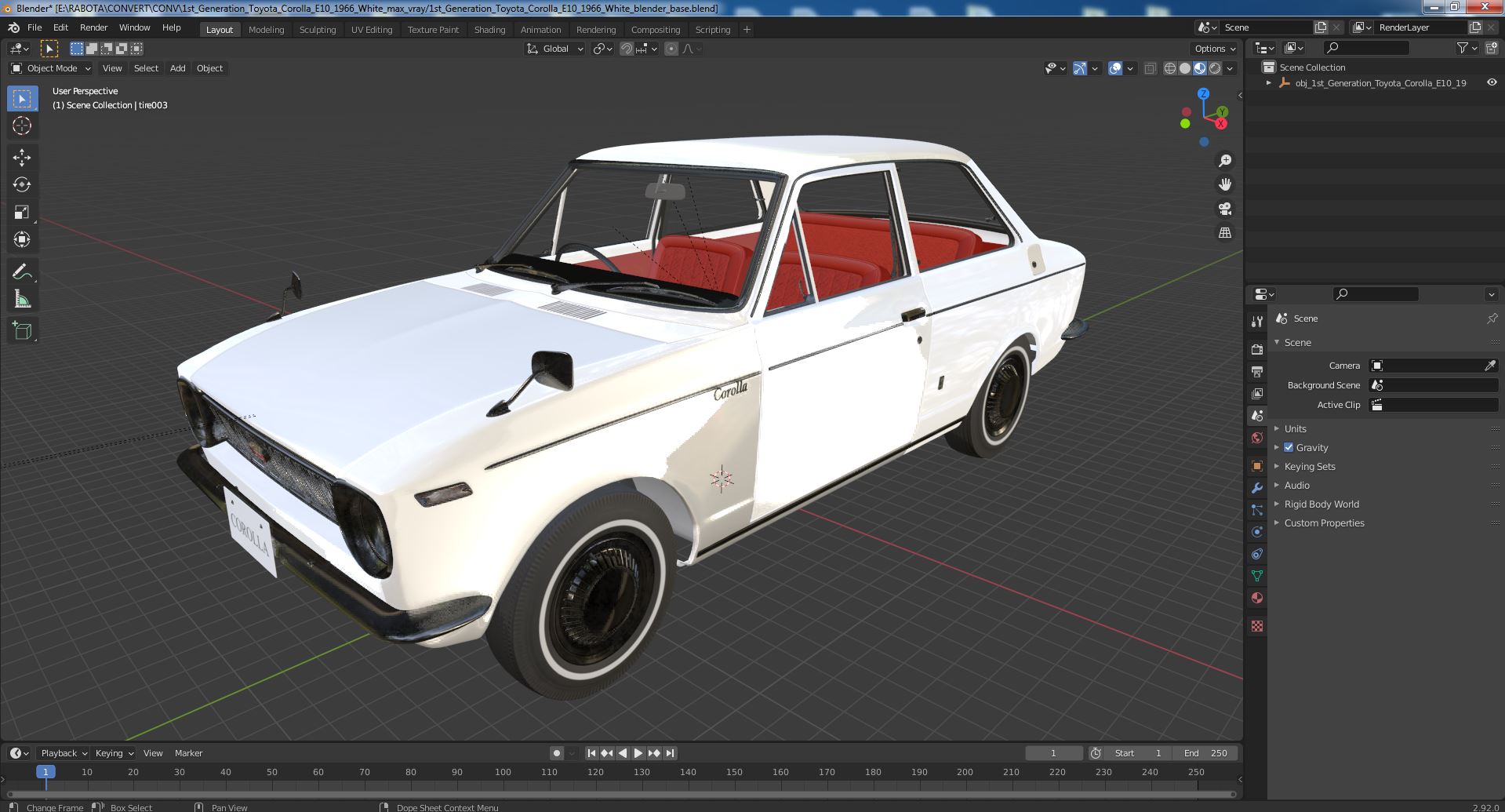 1st Generation Toyota Corolla E10 1966 White 3D model