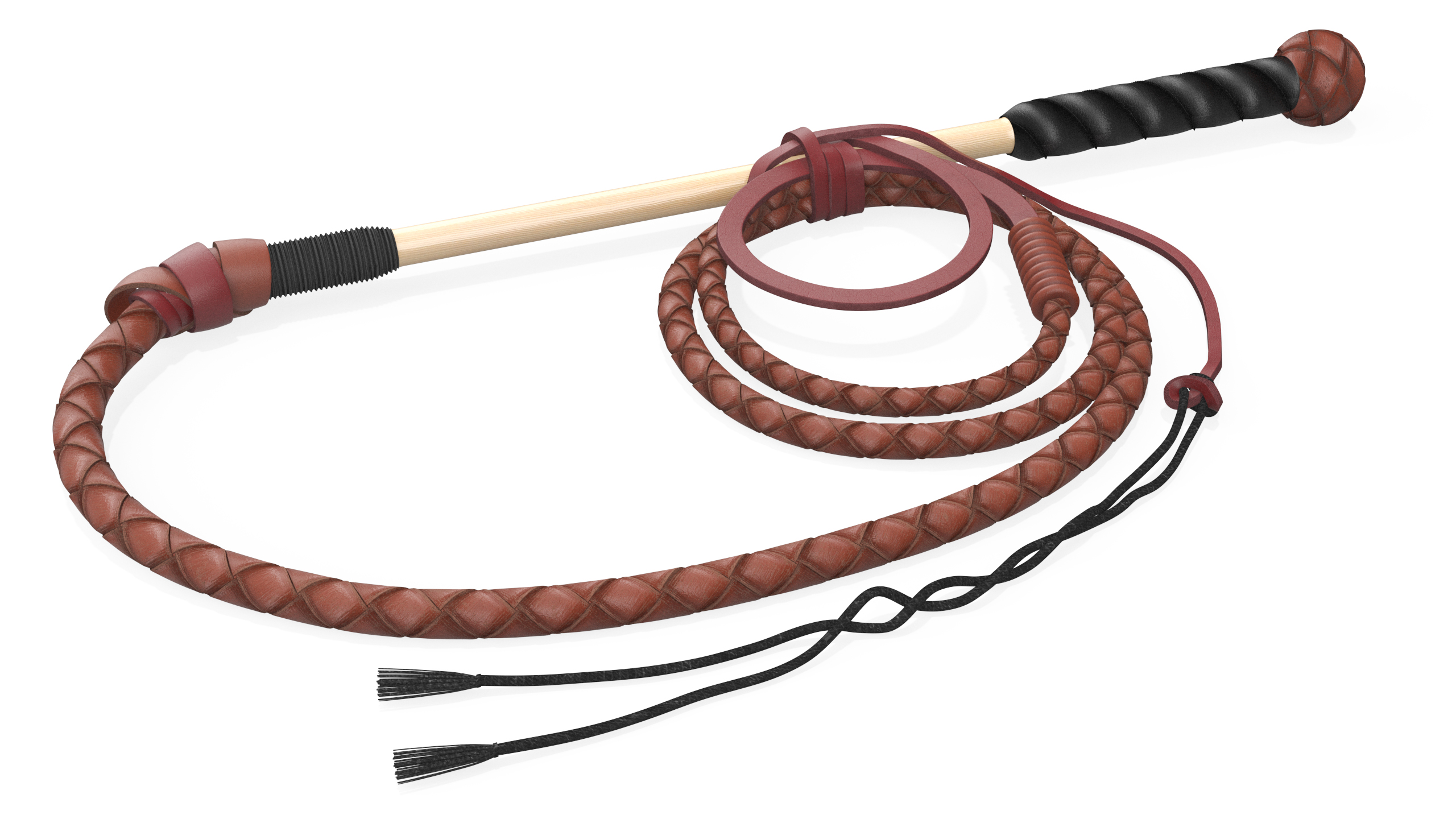 Leather Whip Braided Brown Rigged for Maya 3D