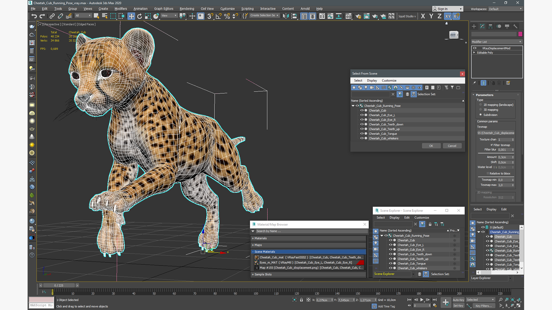 Cheetah Cub Running Pose 3D model