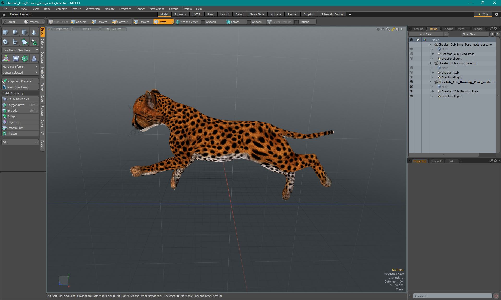 Cheetah Cub Running Pose 3D model