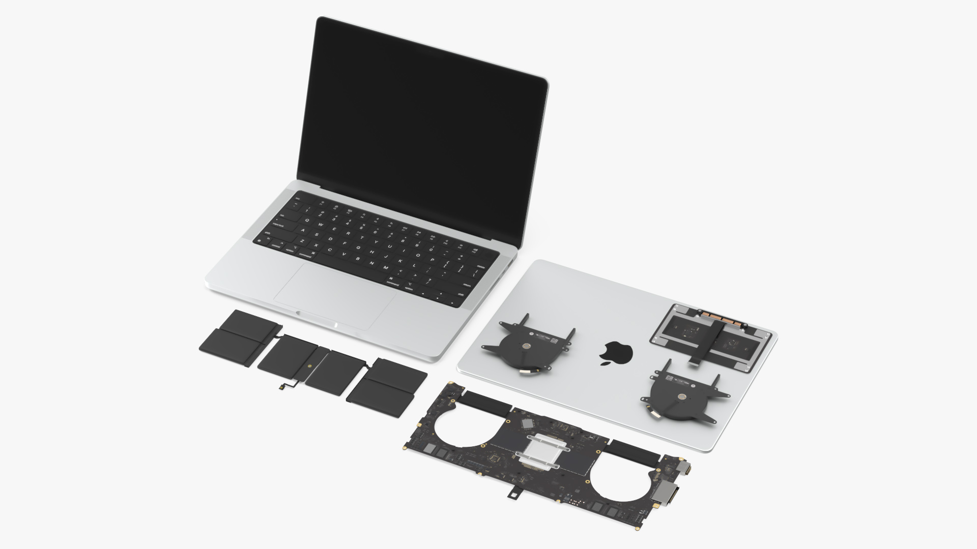 MacBook Pro 14 M2 with Detailed Inner Structure 3D