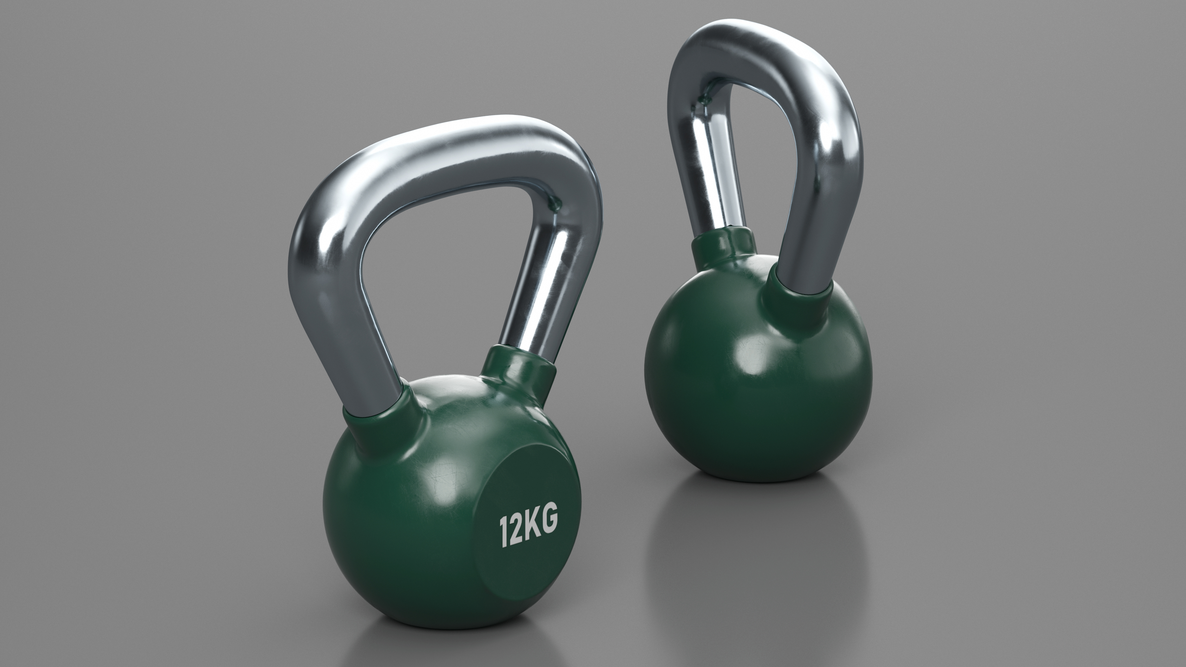 3D Vinyl Coated Cast Iron Kettlebell 12kg model