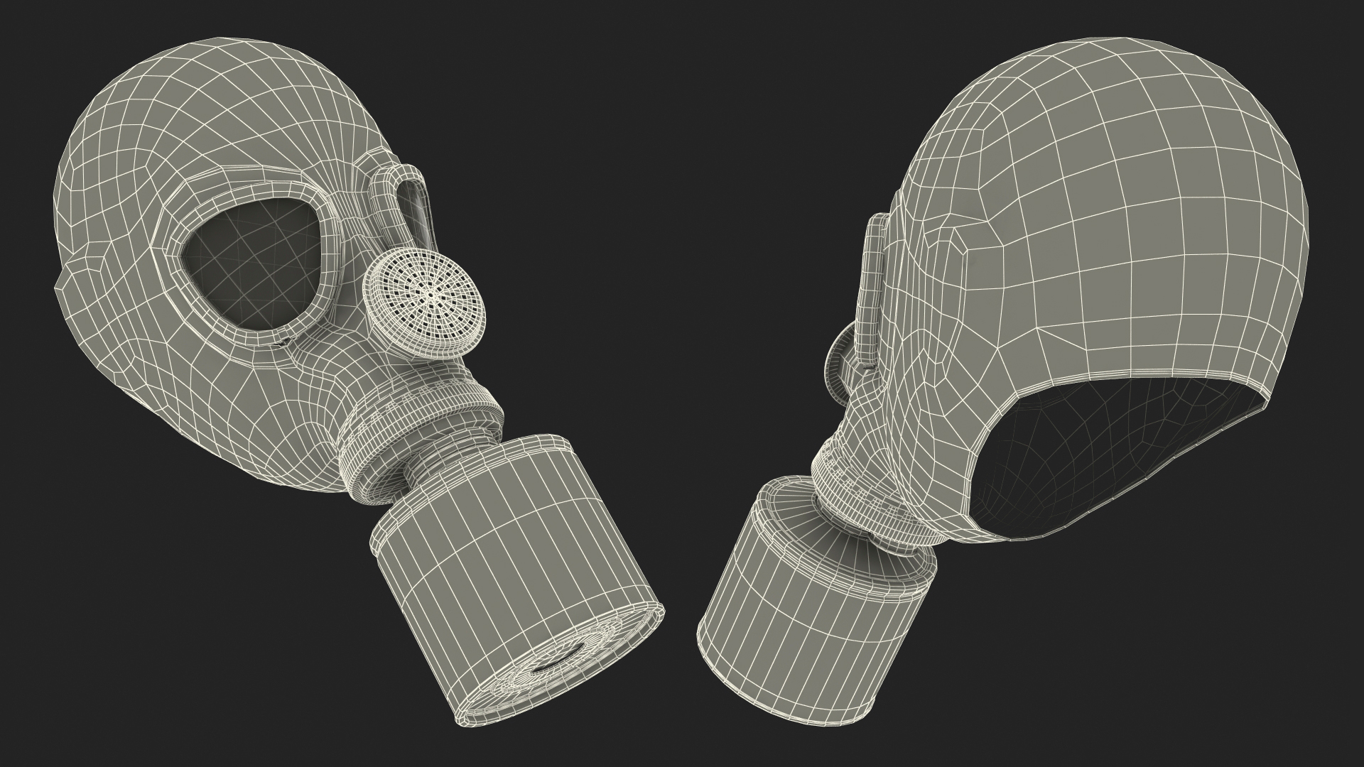 Single Filter Gas Mask 3D