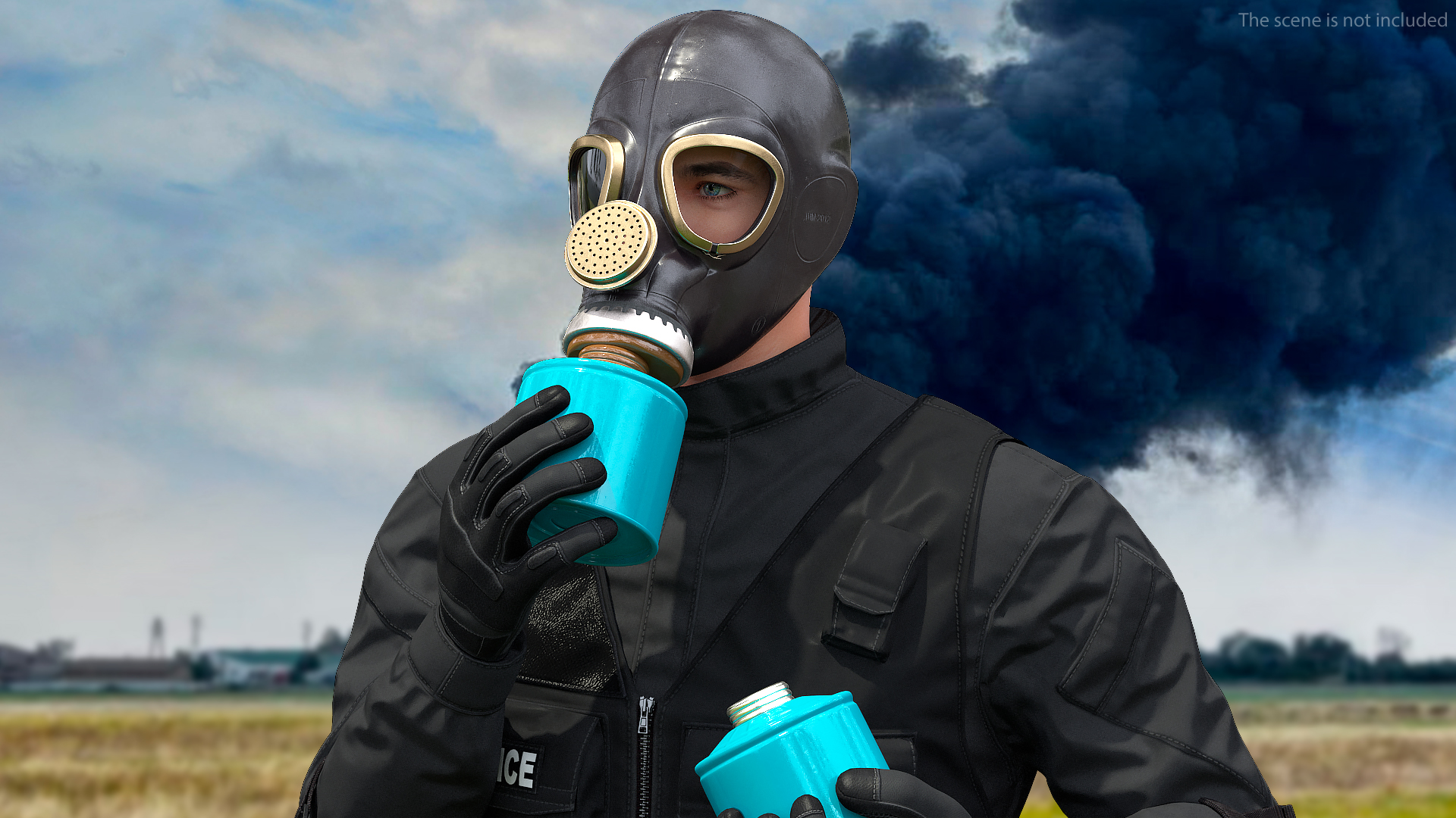 Single Filter Gas Mask 3D