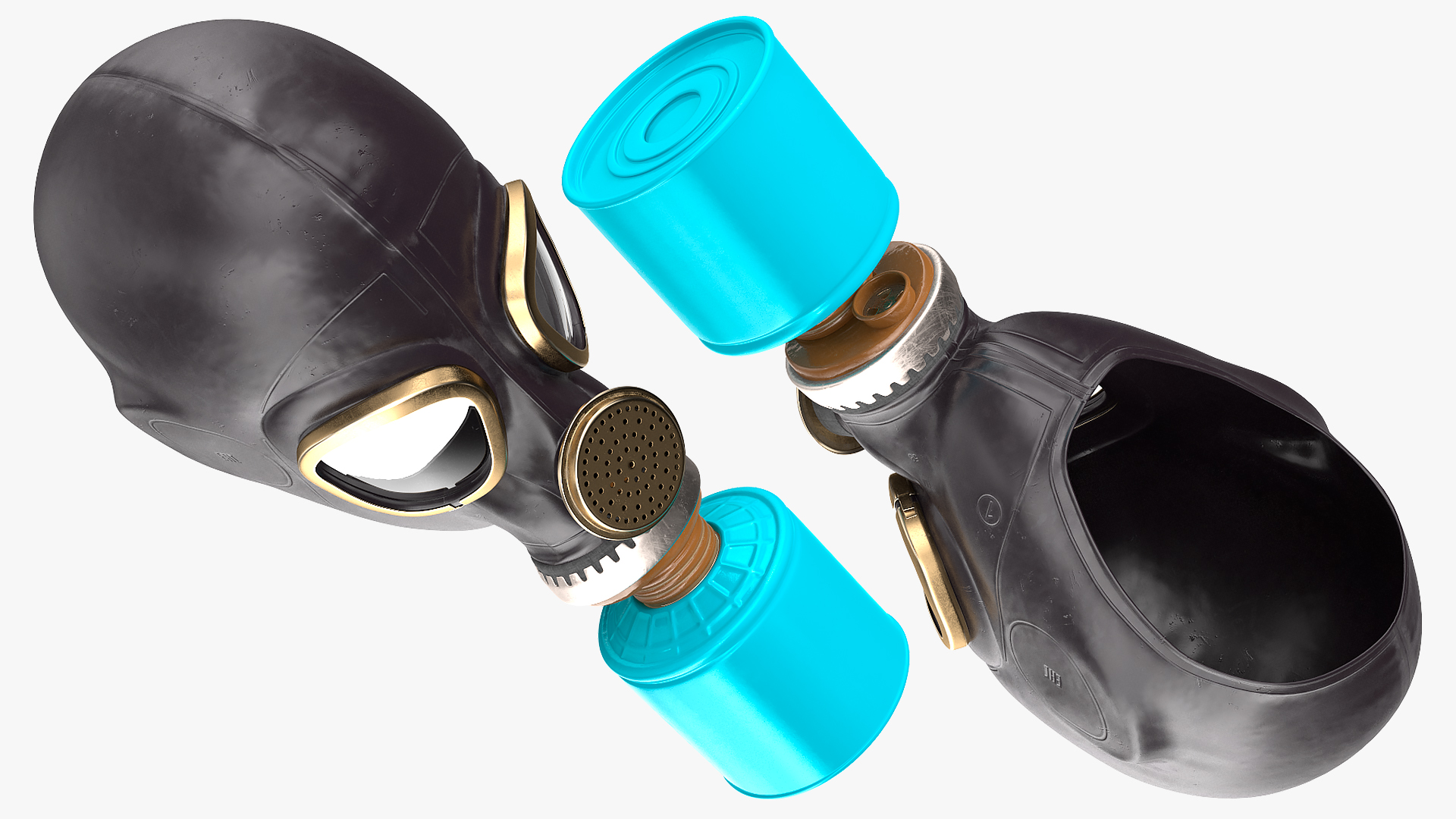 Single Filter Gas Mask 3D