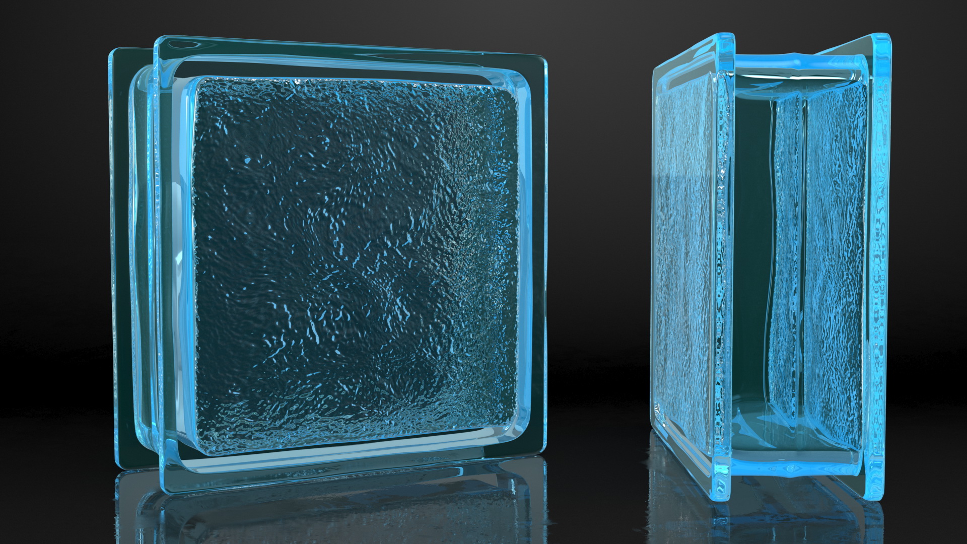 3D Ice Pattern Glass Block Blue model