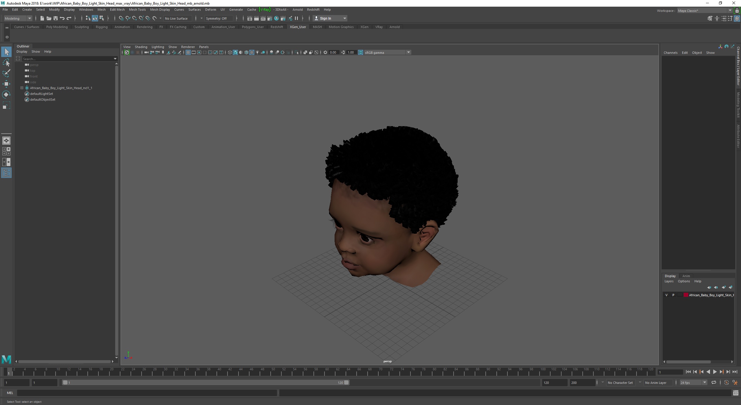 African Baby Boy Light Skin Head 3D