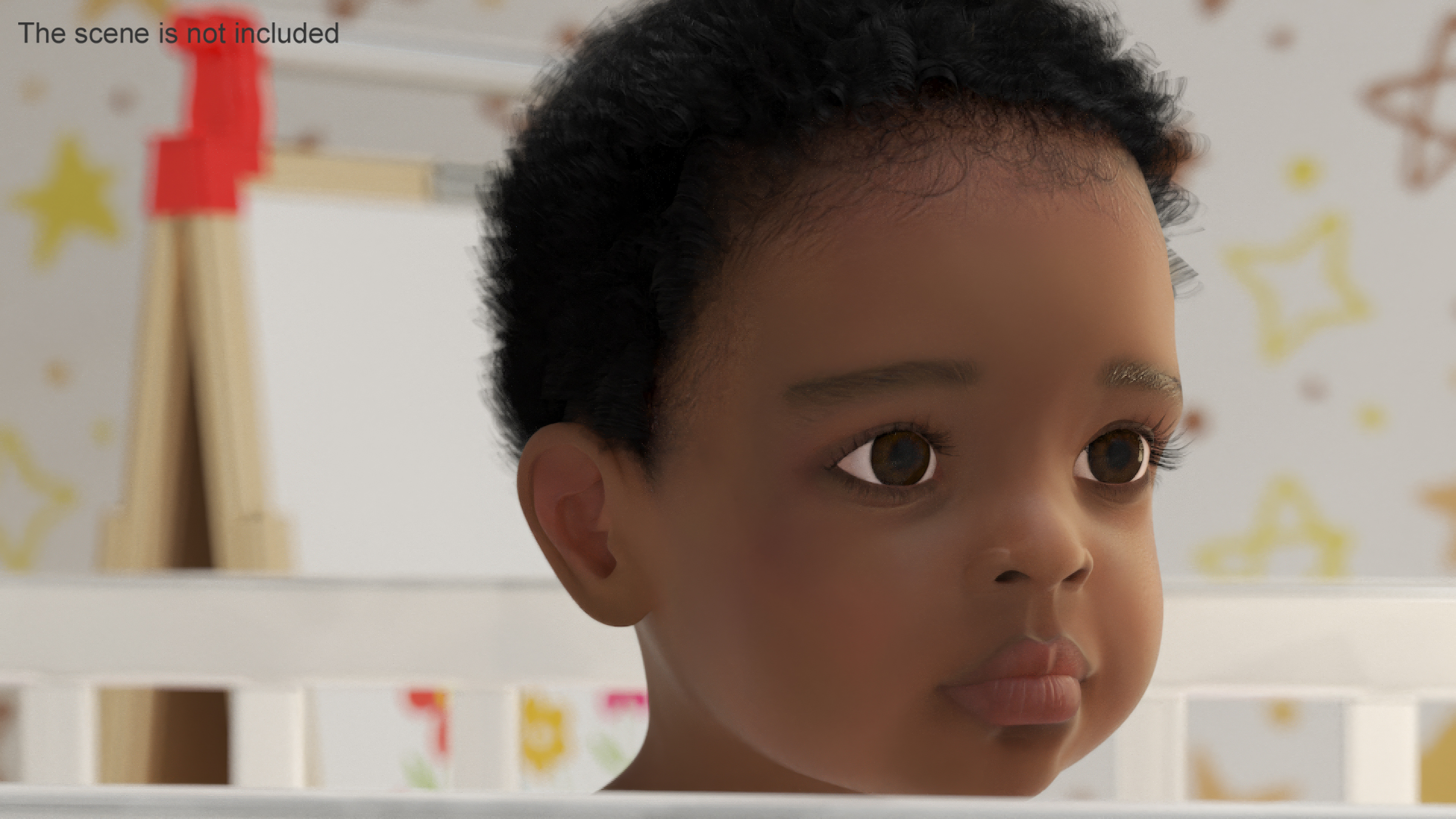 African Baby Boy Light Skin Head 3D