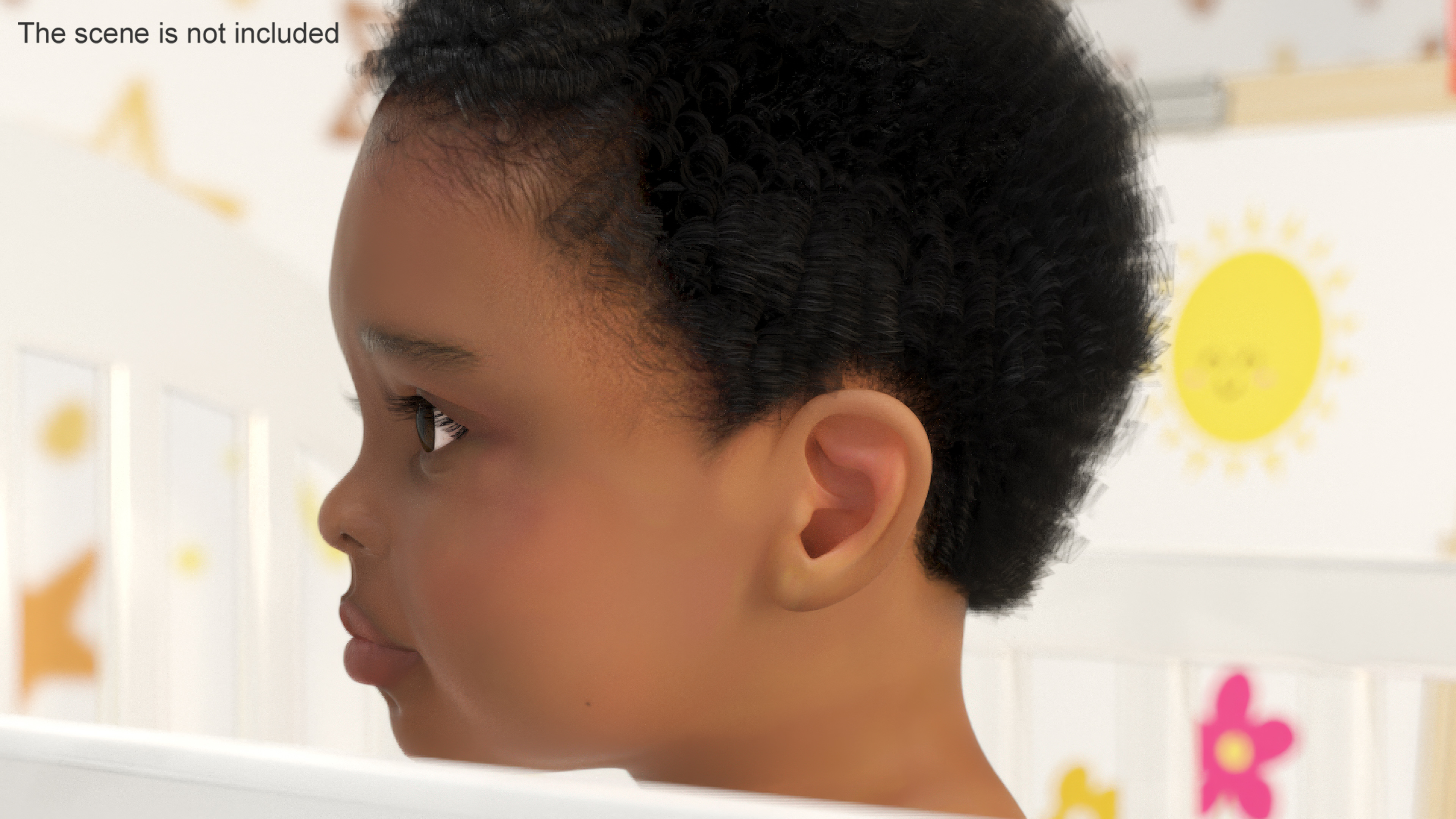 African Baby Boy Light Skin Head 3D