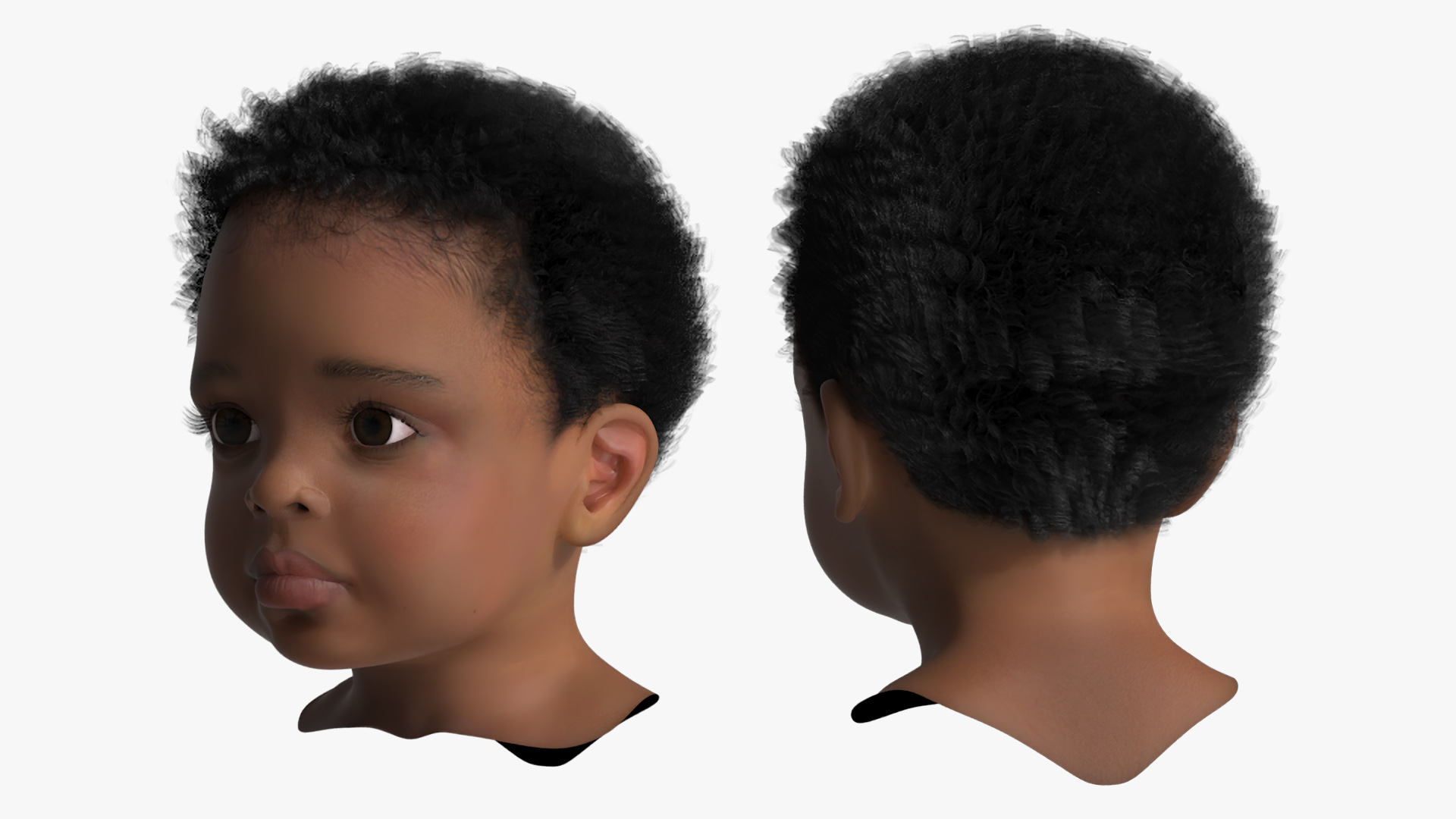 African Baby Boy Light Skin Head 3D