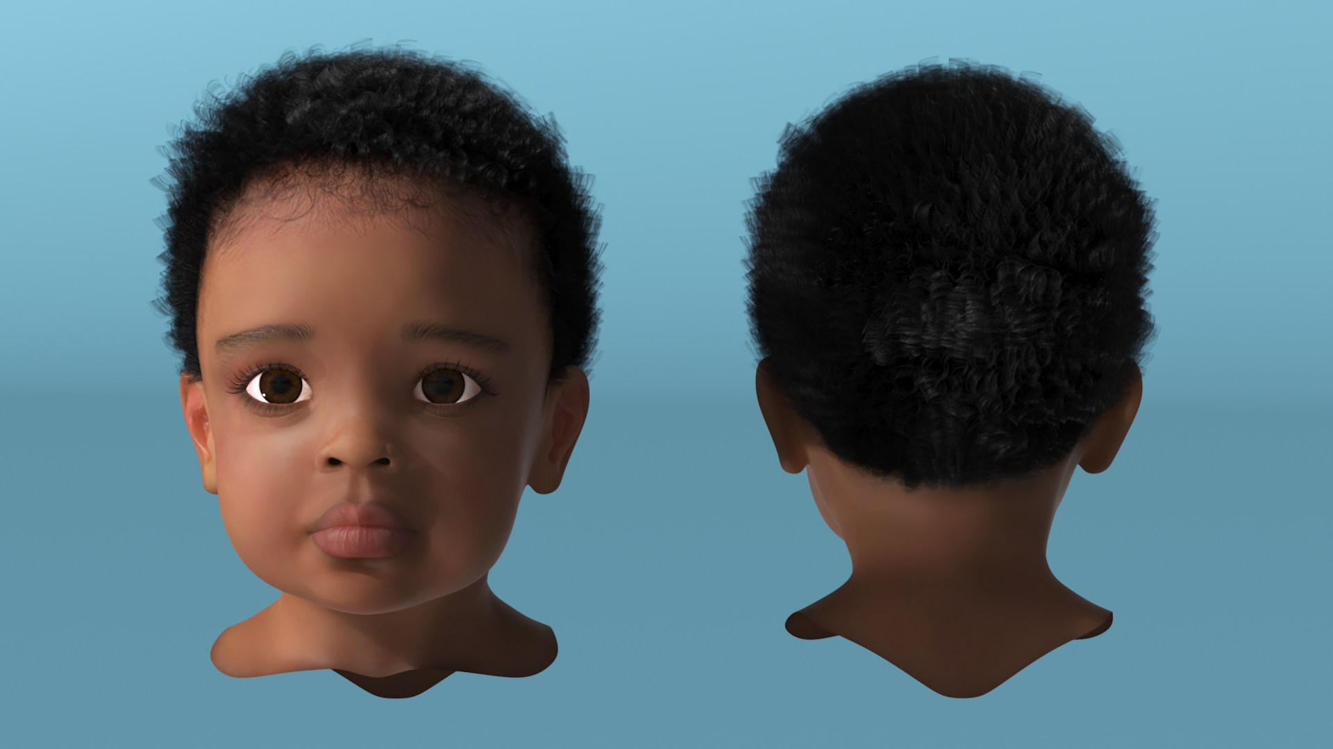 African Baby Boy Light Skin Head 3D