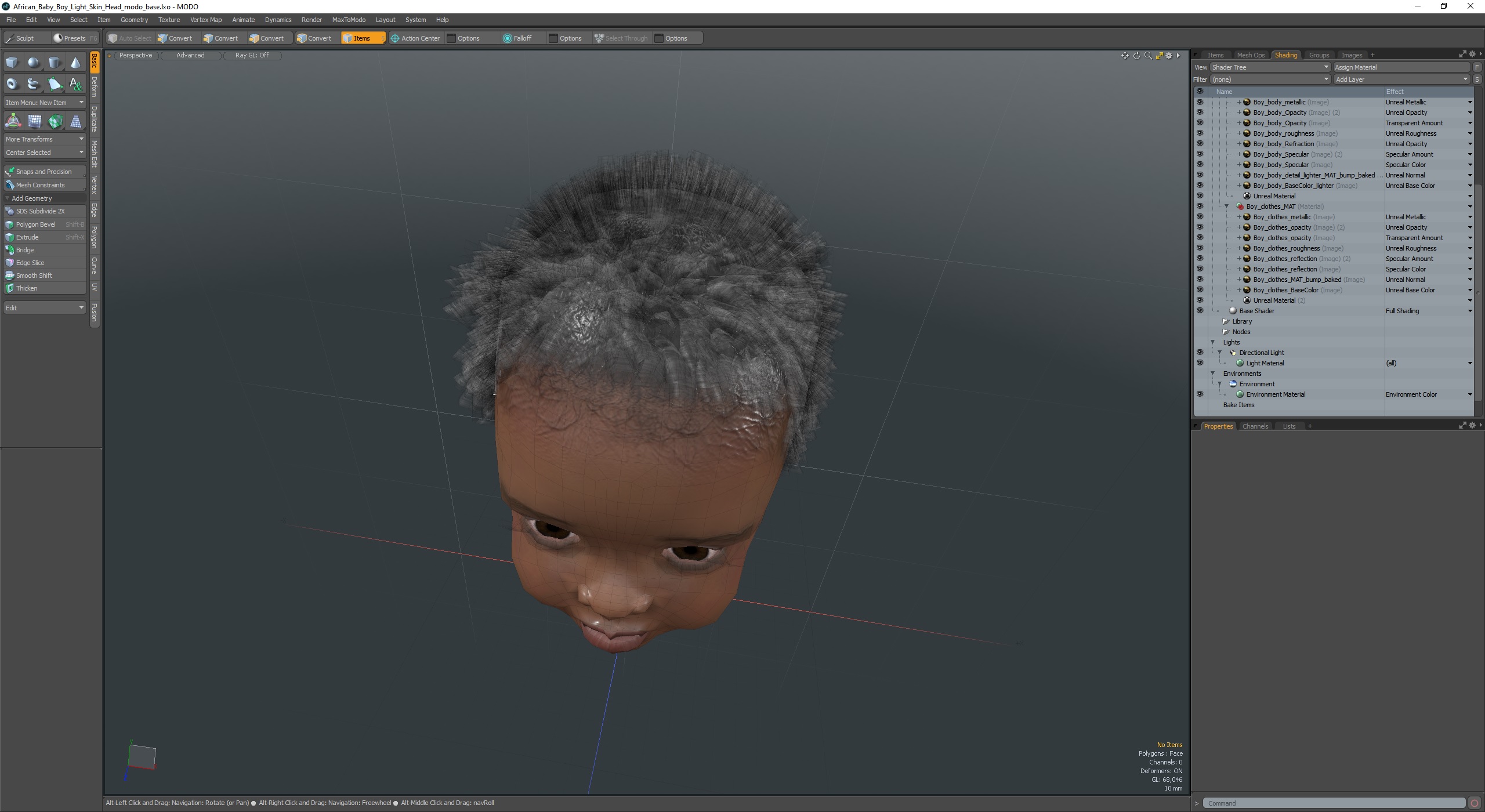 African Baby Boy Light Skin Head 3D