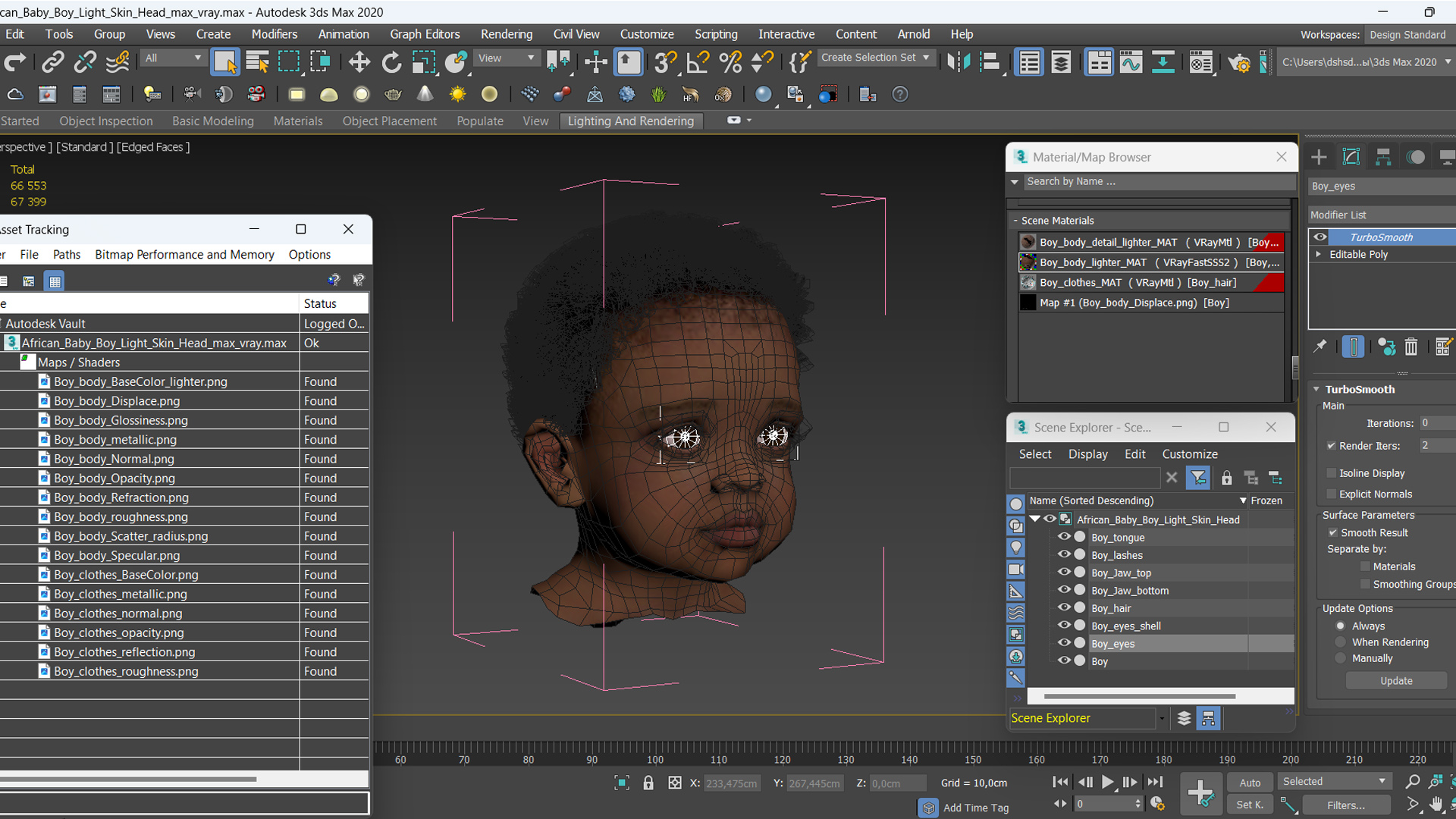 African Baby Boy Light Skin Head 3D