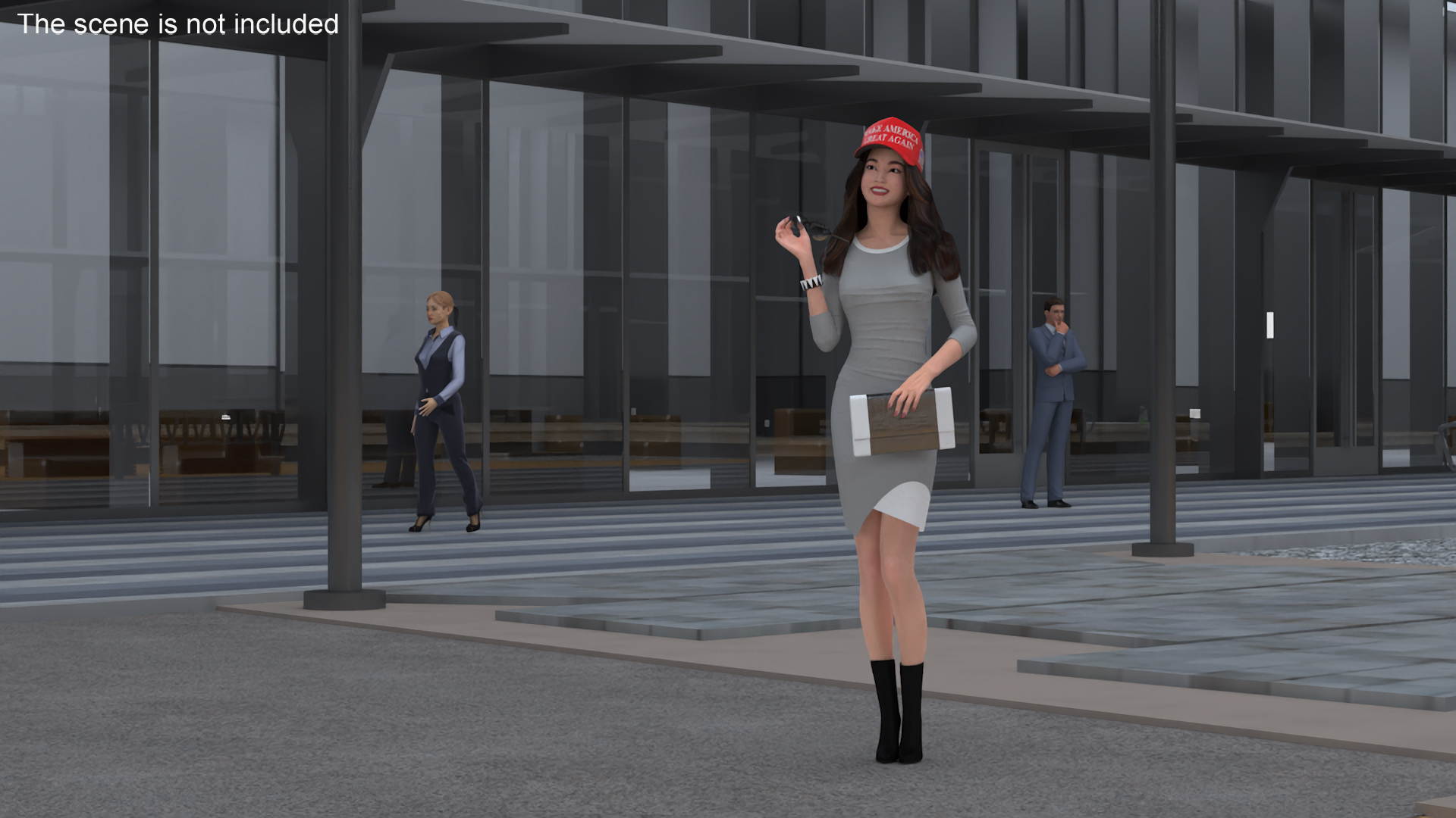 3D Smiling Chinese Woman in MAGA Cap model