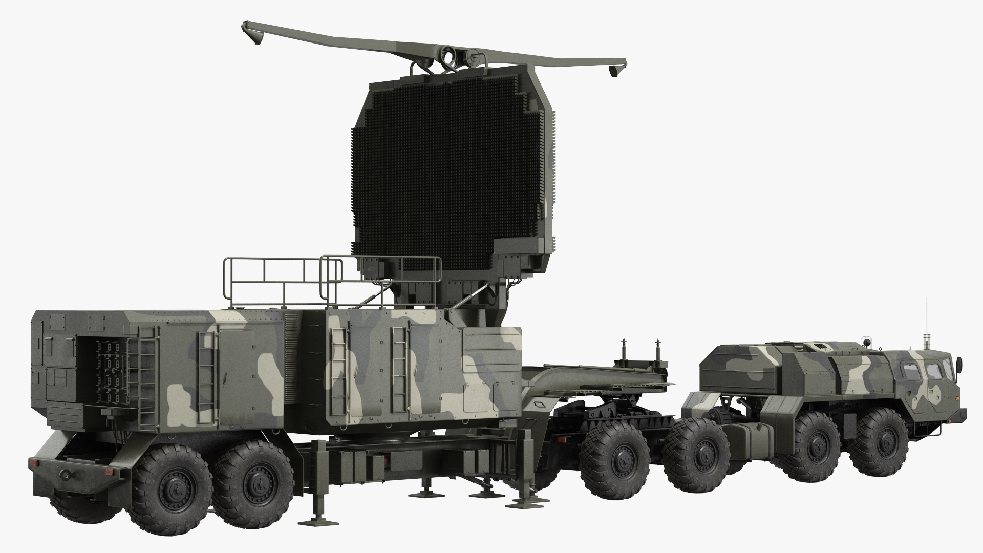 MAZ 74106 with 64N6 Big Bird Radar Camouflage Rigged 3D