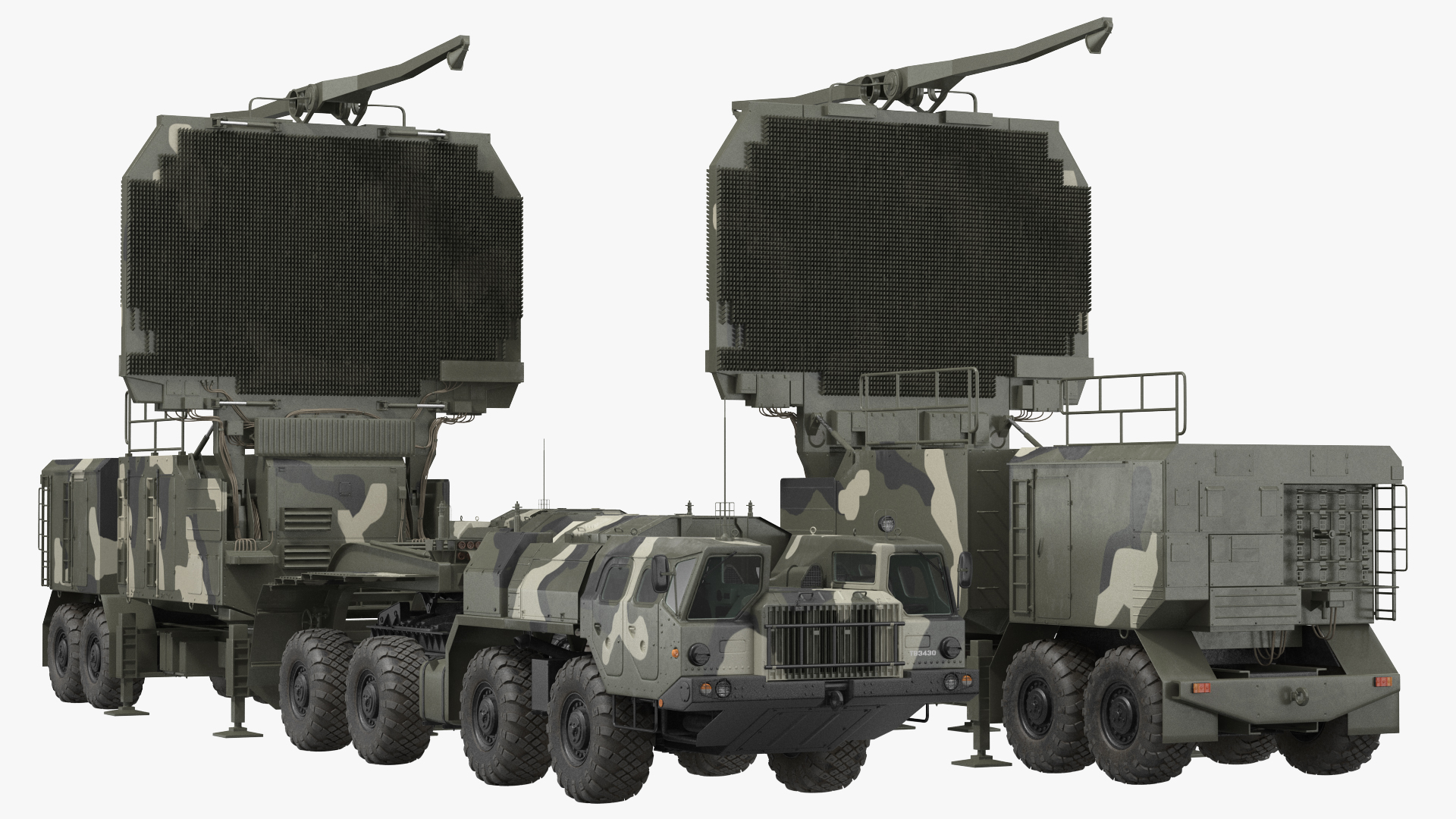 MAZ 74106 with 64N6 Big Bird Radar Camouflage Rigged 3D