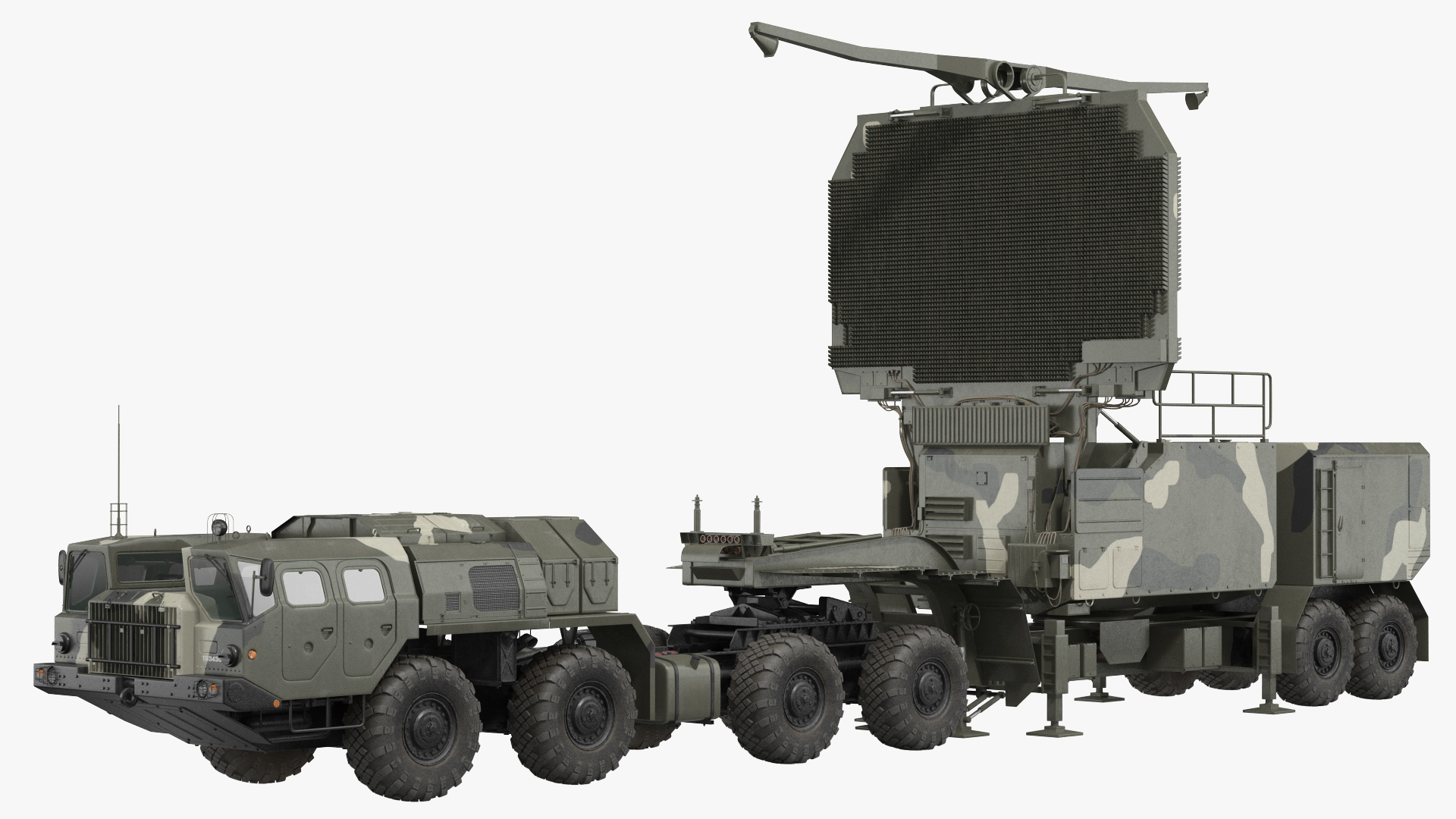 MAZ 74106 with 64N6 Big Bird Radar Camouflage Rigged 3D