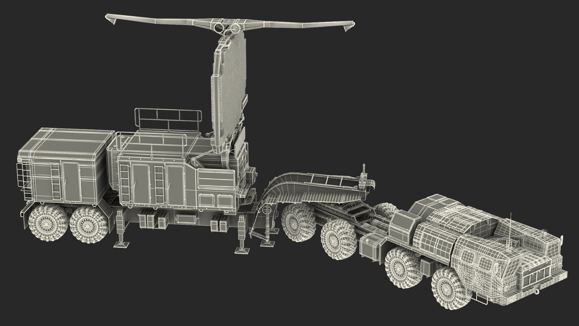 MAZ 74106 with 64N6 Big Bird Radar Camouflage Rigged 3D