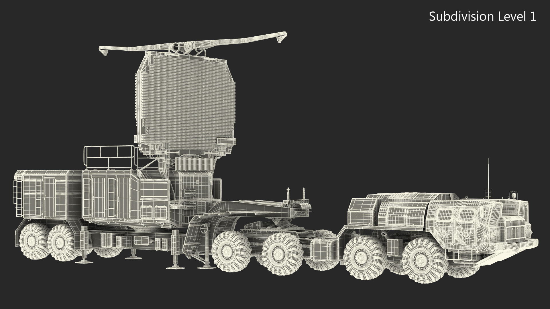 MAZ 74106 with 64N6 Big Bird Radar Camouflage Rigged 3D