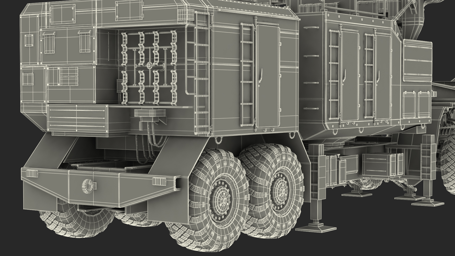 MAZ 74106 with 64N6 Big Bird Radar Camouflage Rigged 3D