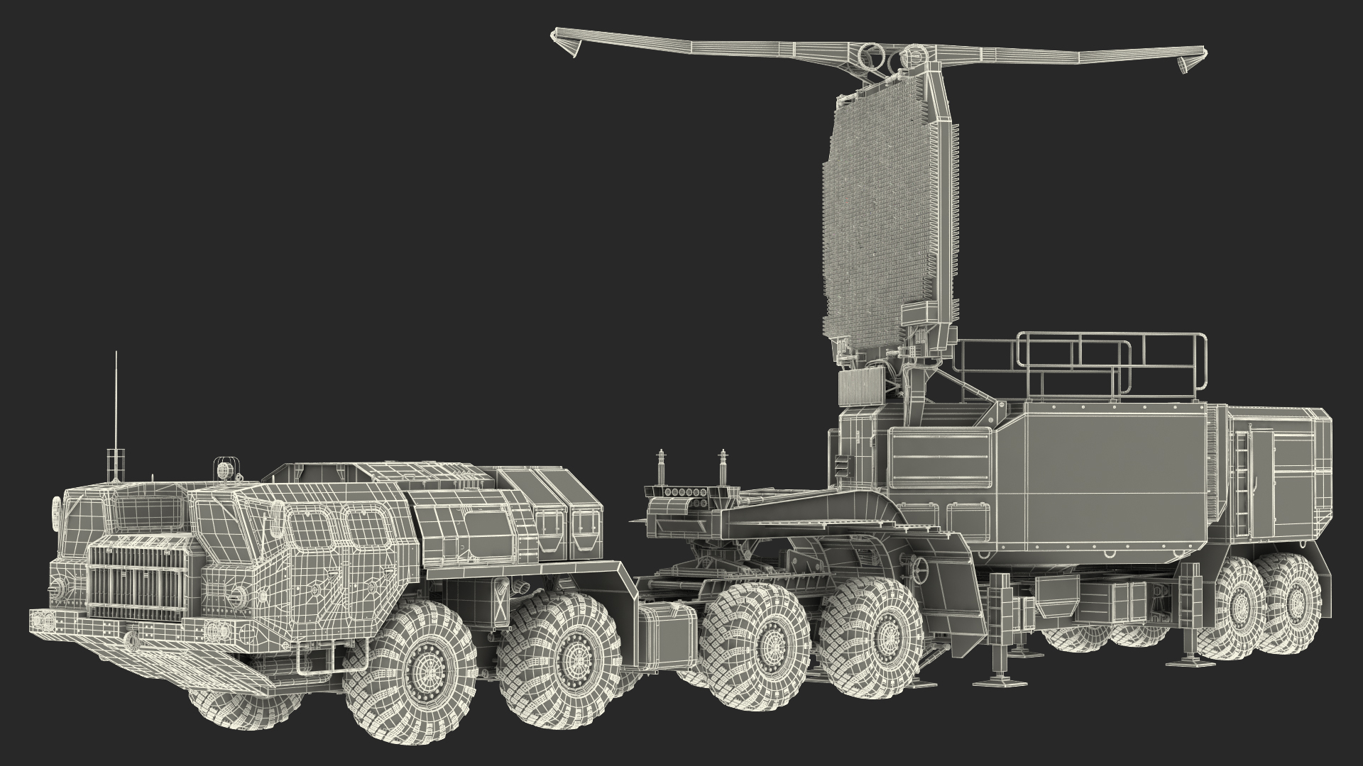 MAZ 74106 with 64N6 Big Bird Radar Camouflage Rigged 3D