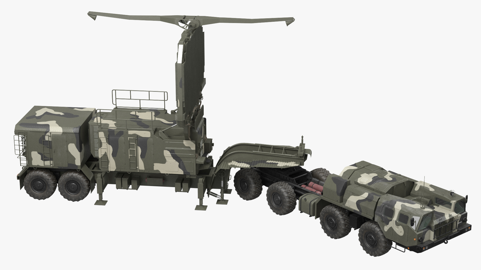 MAZ 74106 with 64N6 Big Bird Radar Camouflage Rigged 3D