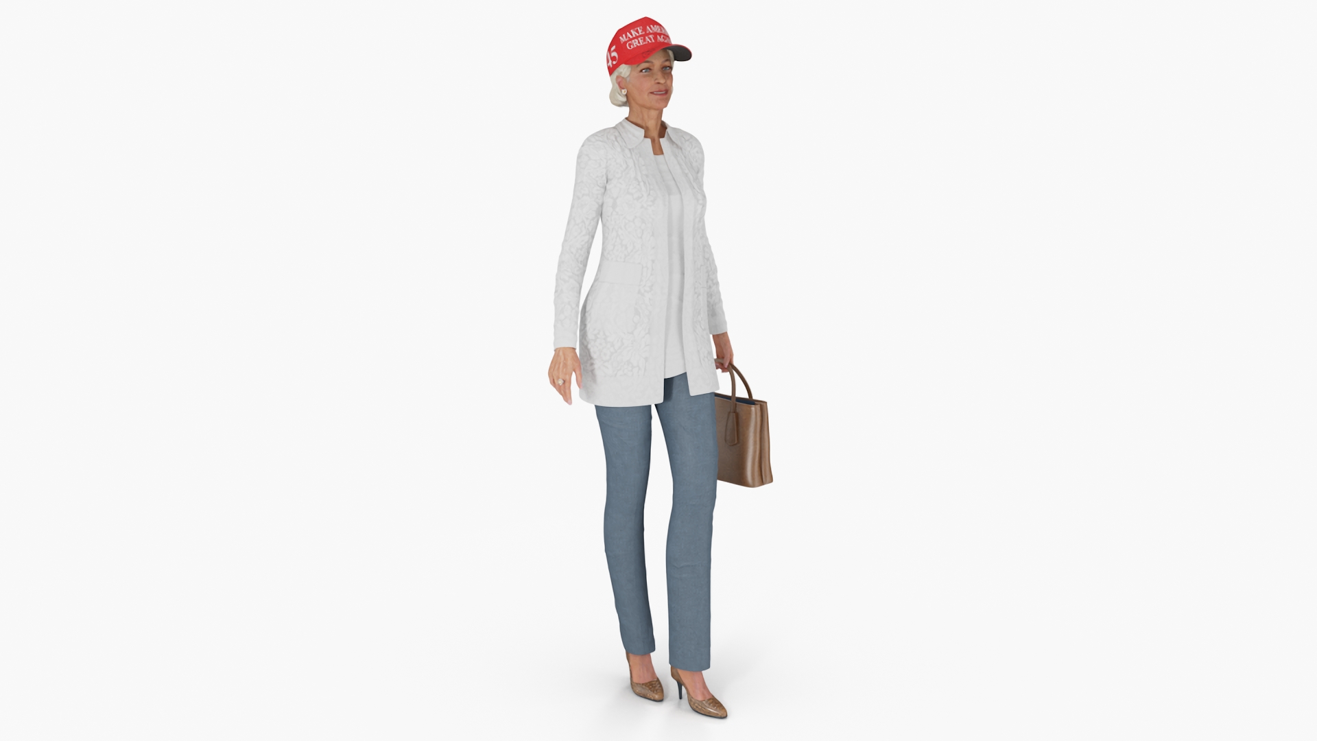 3D model Elderly Woman wearing MAGA Hat