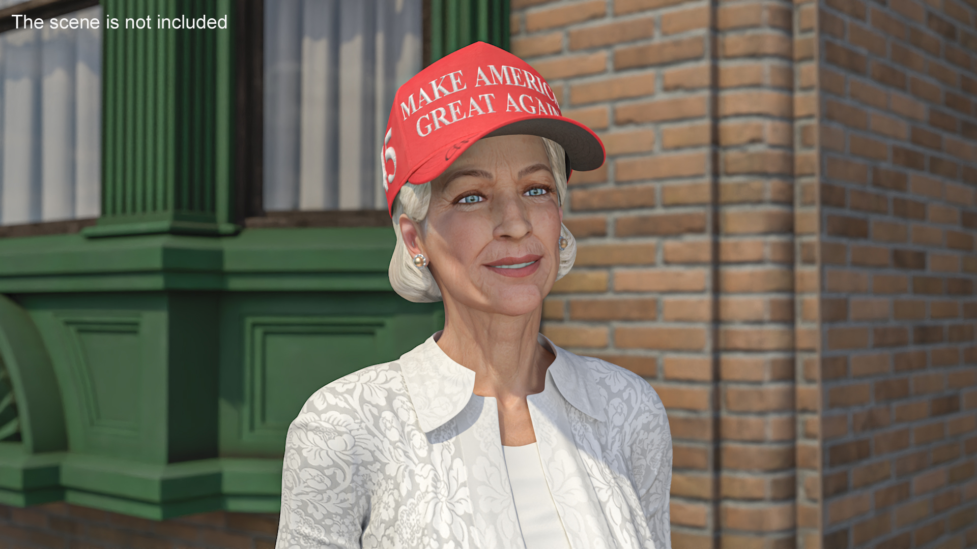 3D model Elderly Woman wearing MAGA Hat