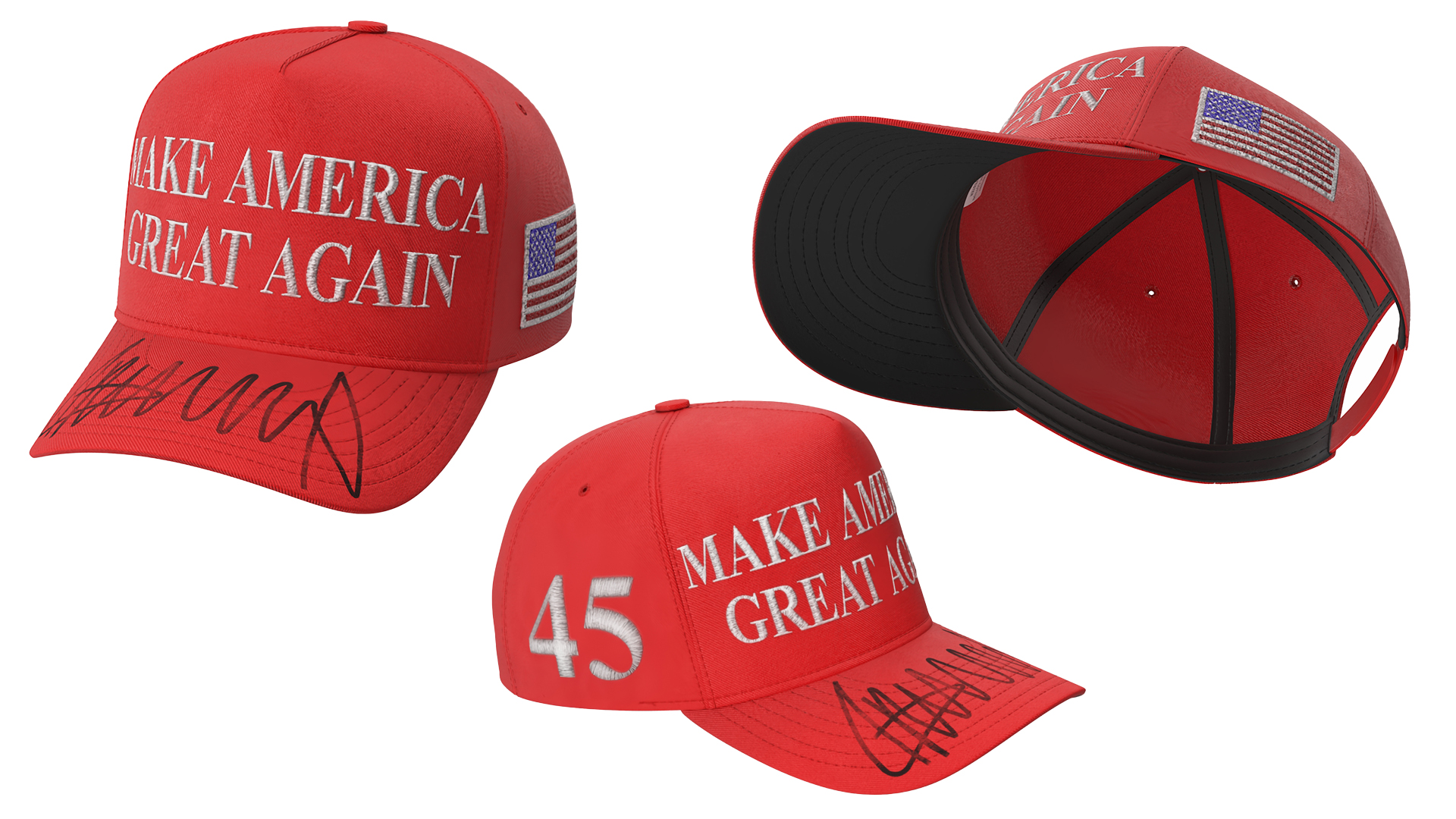 3D model Elderly Woman wearing MAGA Hat