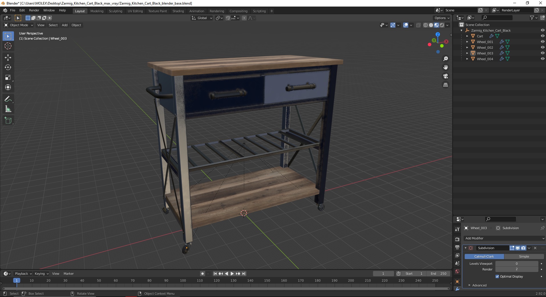 3D model Zarmig Kitchen Cart Black