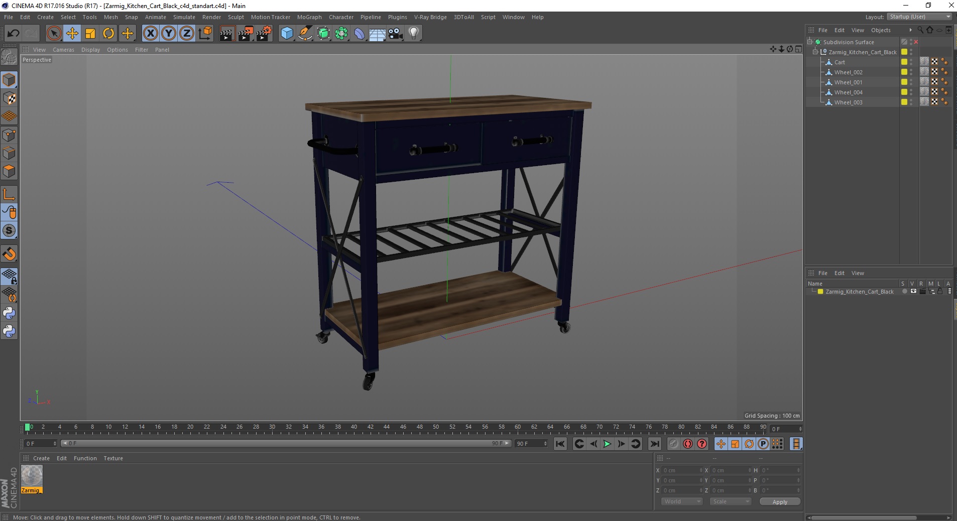 3D model Zarmig Kitchen Cart Black