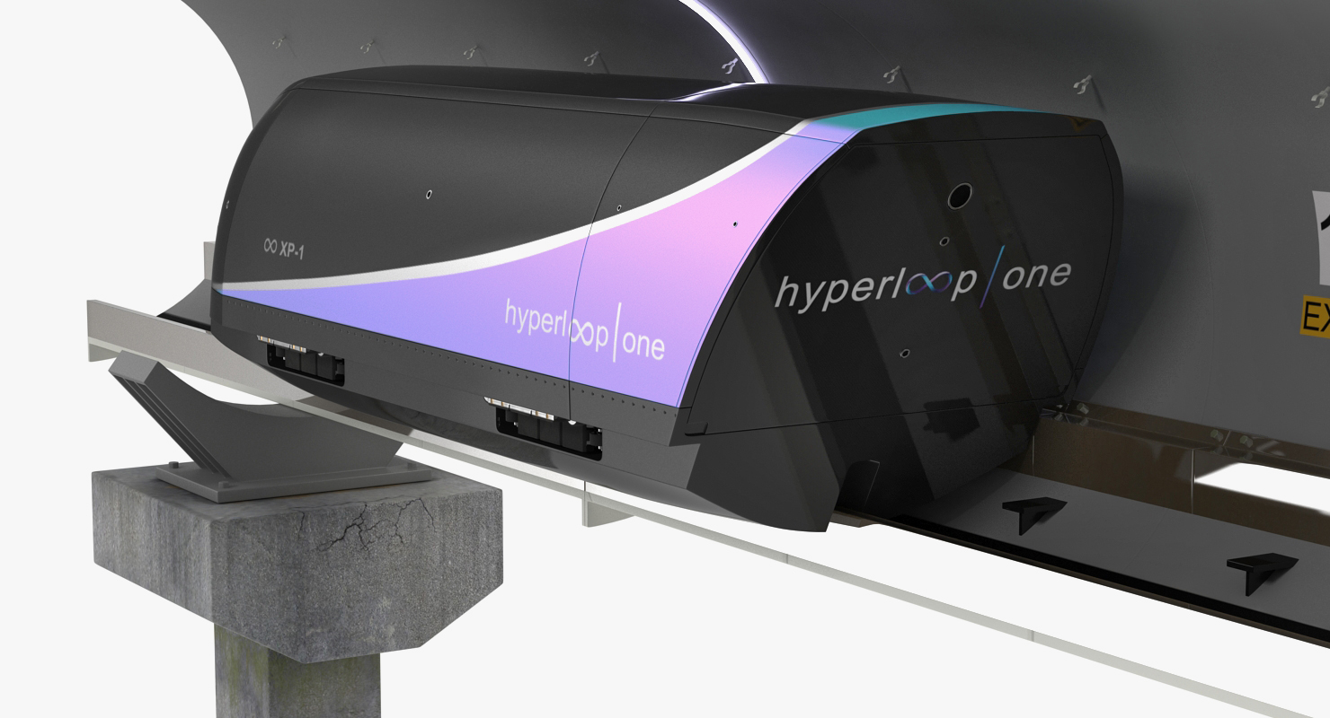 3D Speed Hyperloop Tunnel Section with Train