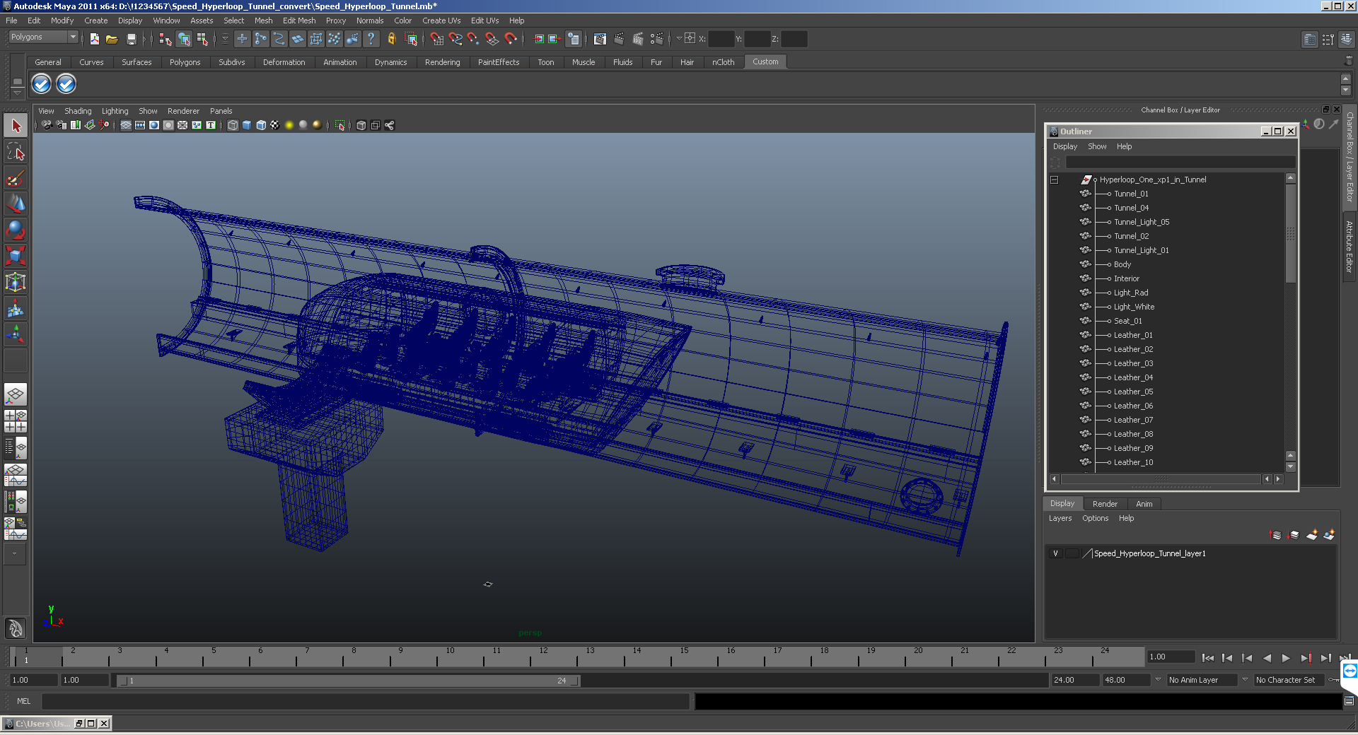 3D Speed Hyperloop Tunnel Section with Train