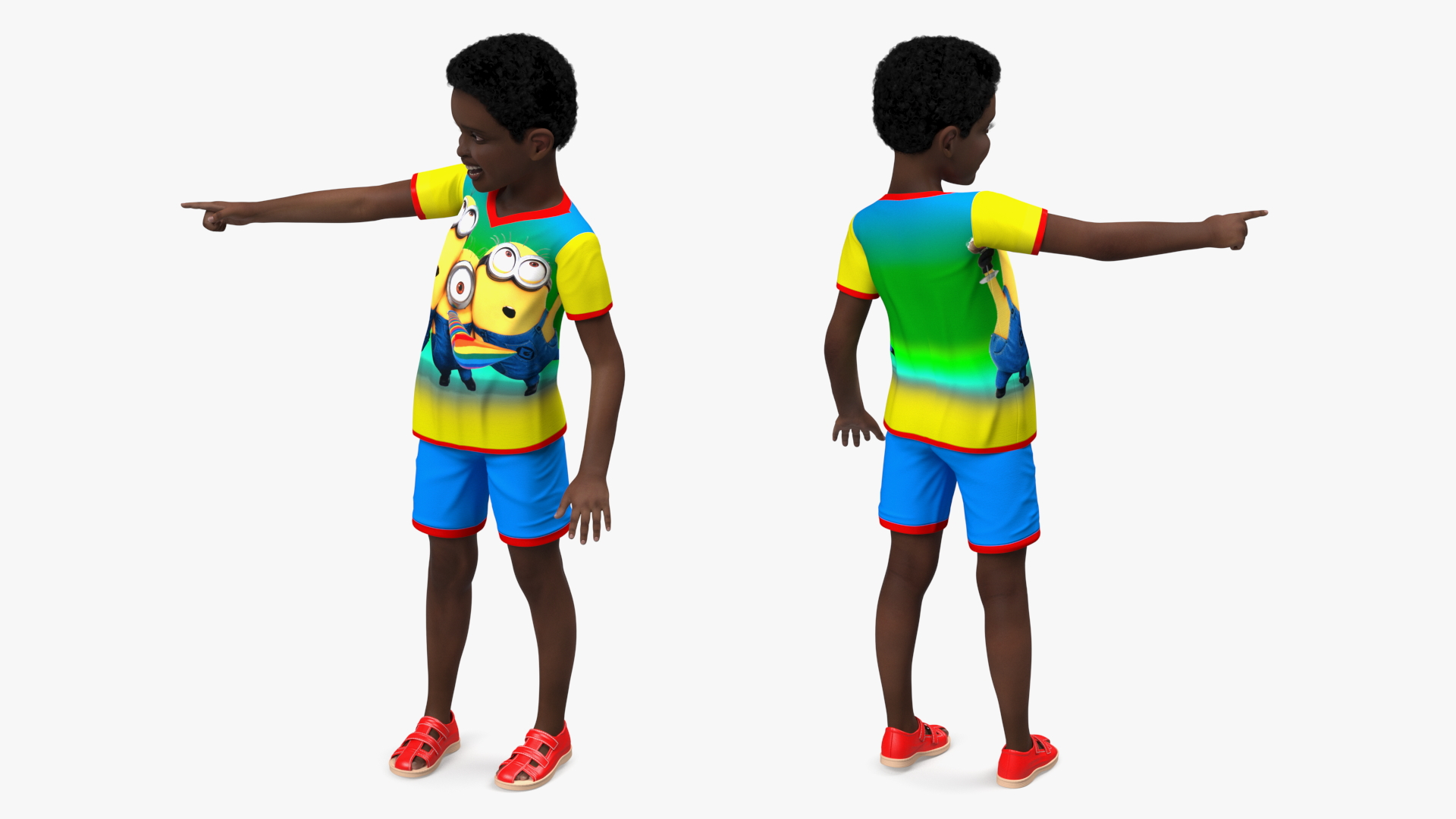 Black Child Boy laughing Pose 3D model