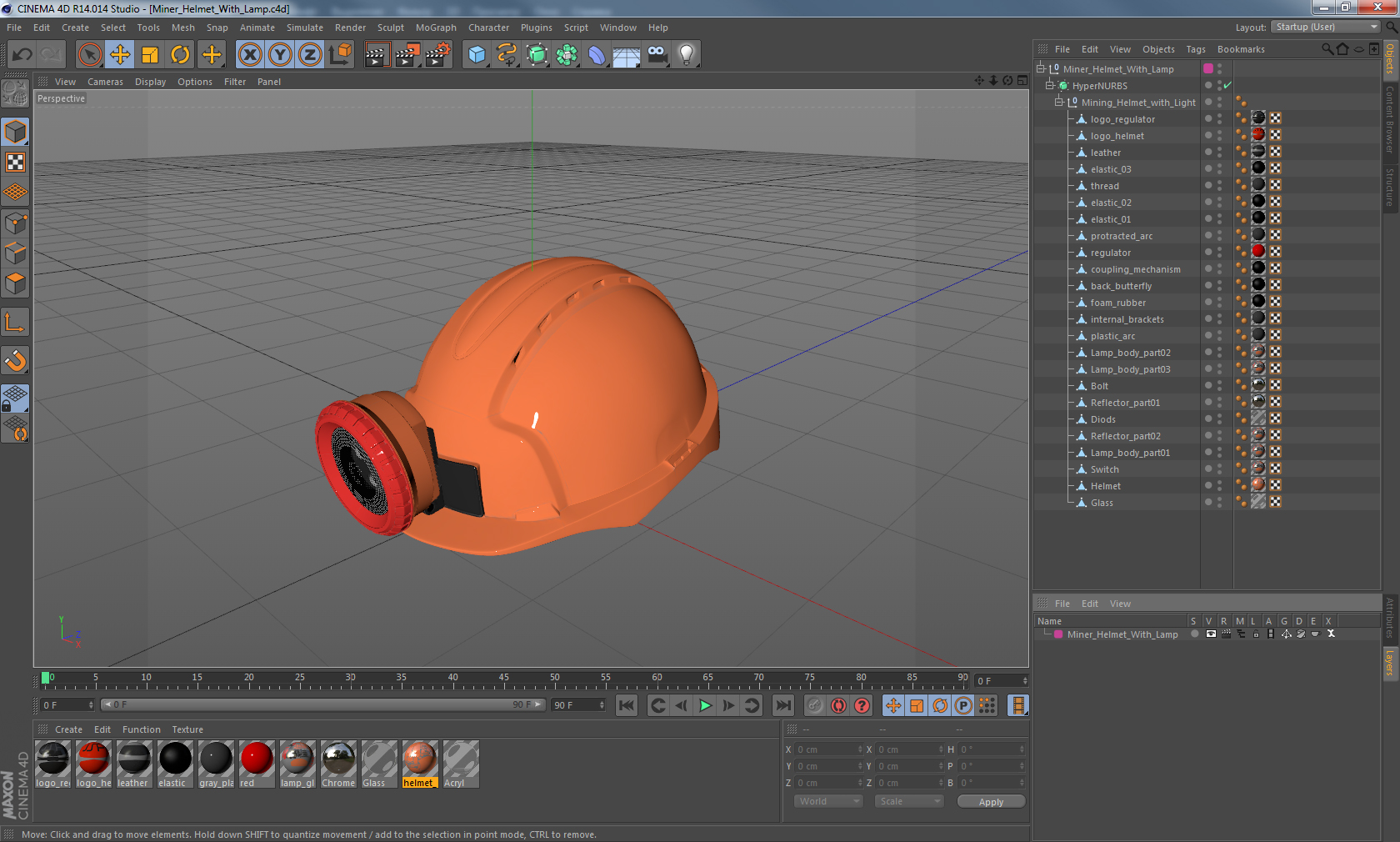 Miner Helmet With Lamp 3D